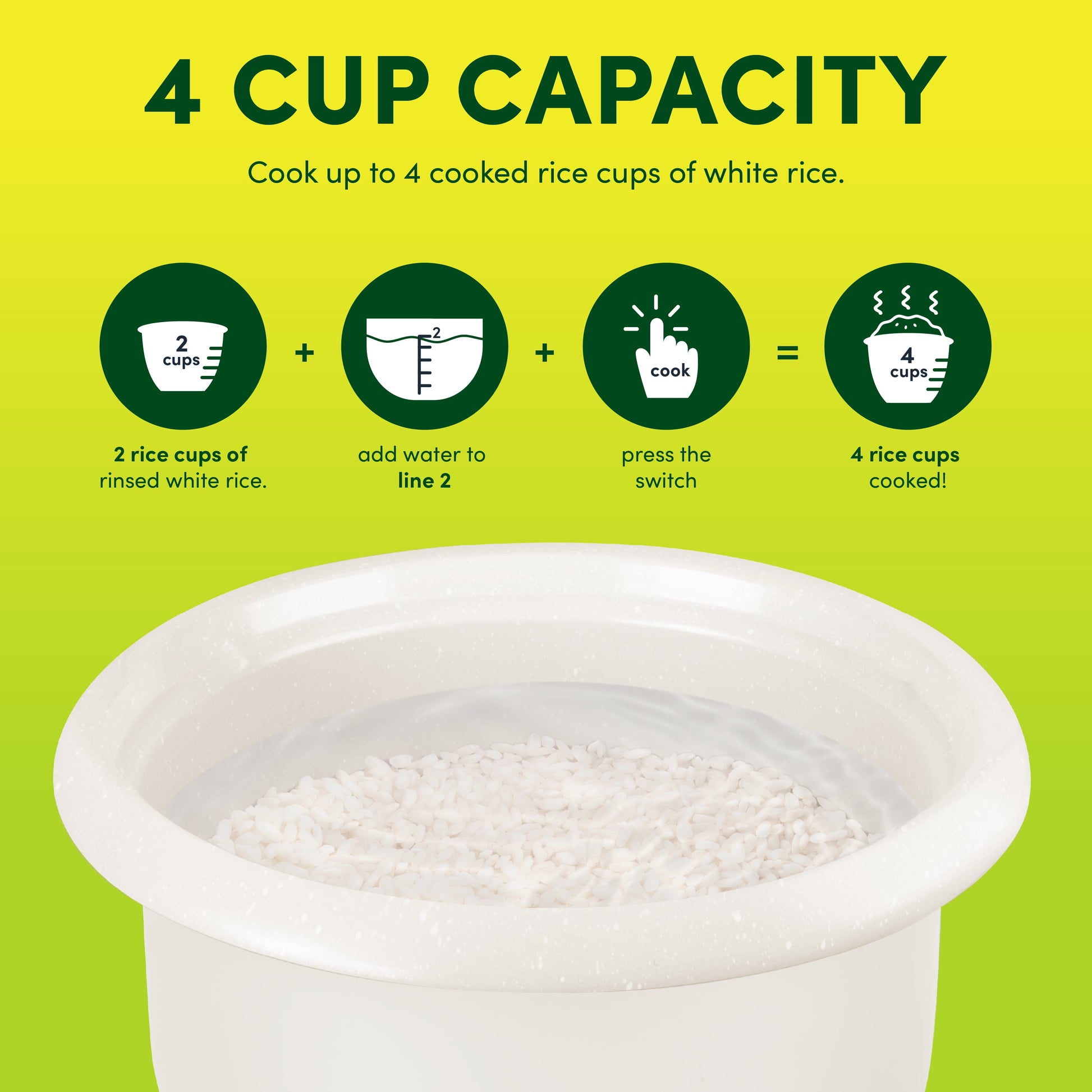 ® 4-Cup Rice Cooker & Food Steamer with Bonded Granite® Nonstick Ceramic & Pop-Up Steam Tray - Blue