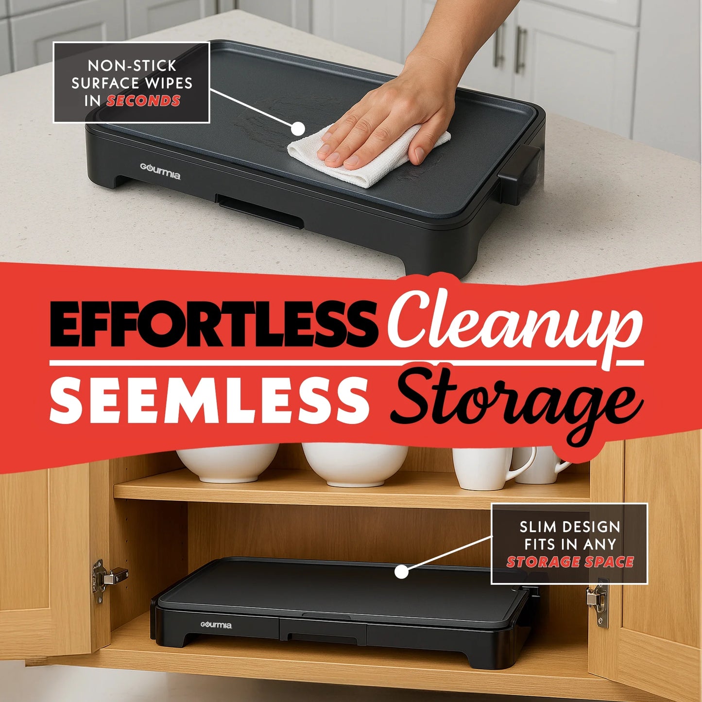 22 Inch Ceramic Nonstick Electric Griddle with Adjustable Temperature, Gray