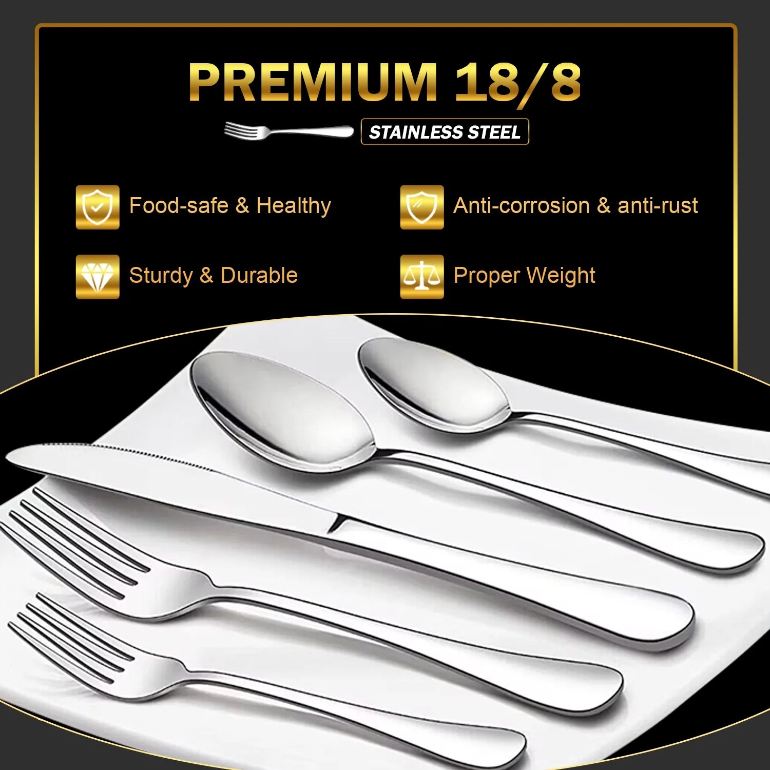 30 Pcs Silverware Set for 6,  Stainless Steel Flatware Tableware Set, Include Forks Spoons and Knives Set, Mirror Polished Cutlery Utensil Set for Home Restaurant, Dishwasher Safe