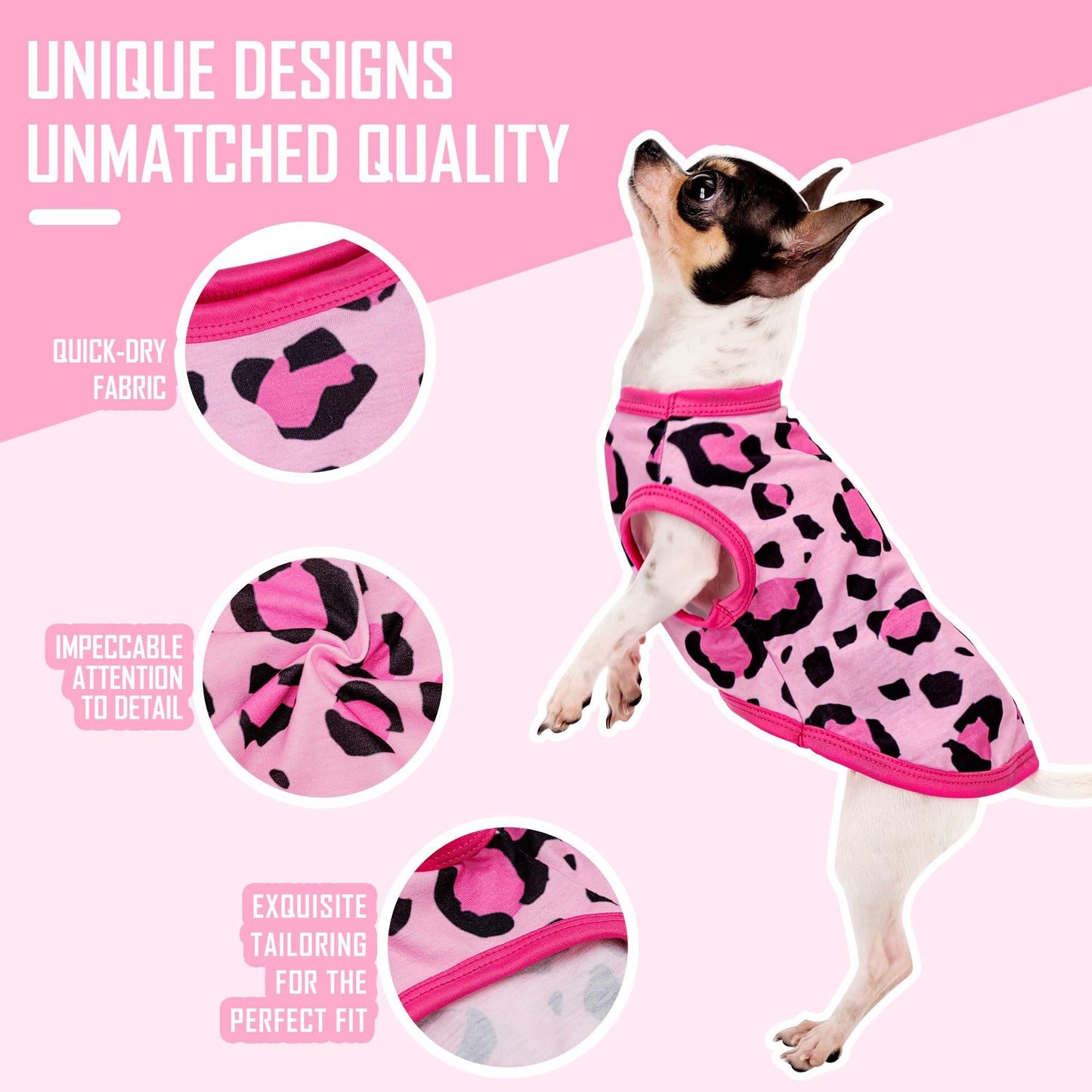 Adorable Pink Leopard Dog Shirt: Lightweight Polyester Cartoon Puppy Vest, Small Medium & Large Dog T-Shirt, Summer Pet Clothes, Cute Dog Apparel, Breathable Dog Tank Top XS