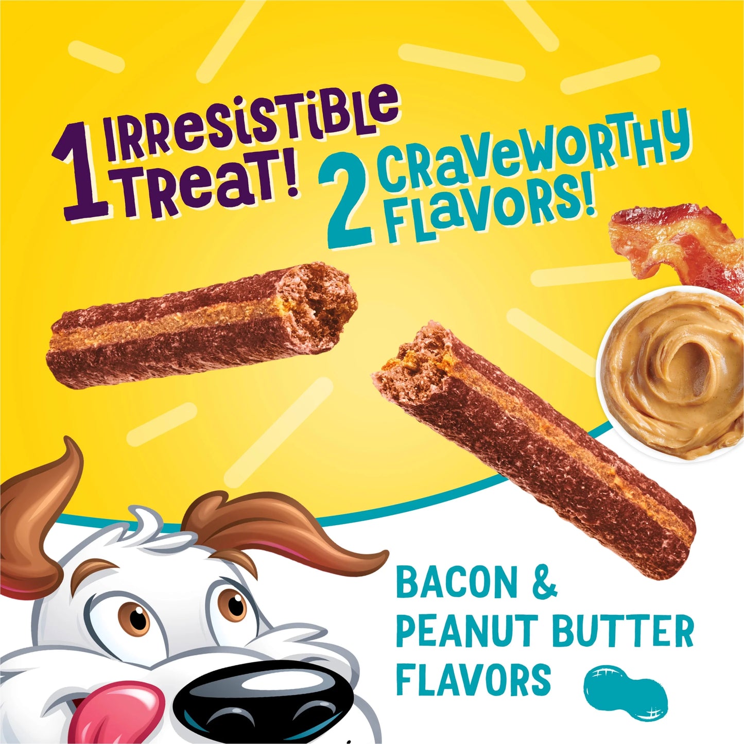 Purina Flavor Stix Dog Treats with Real Bacon and Peanut Butter, 25 oz Pouch