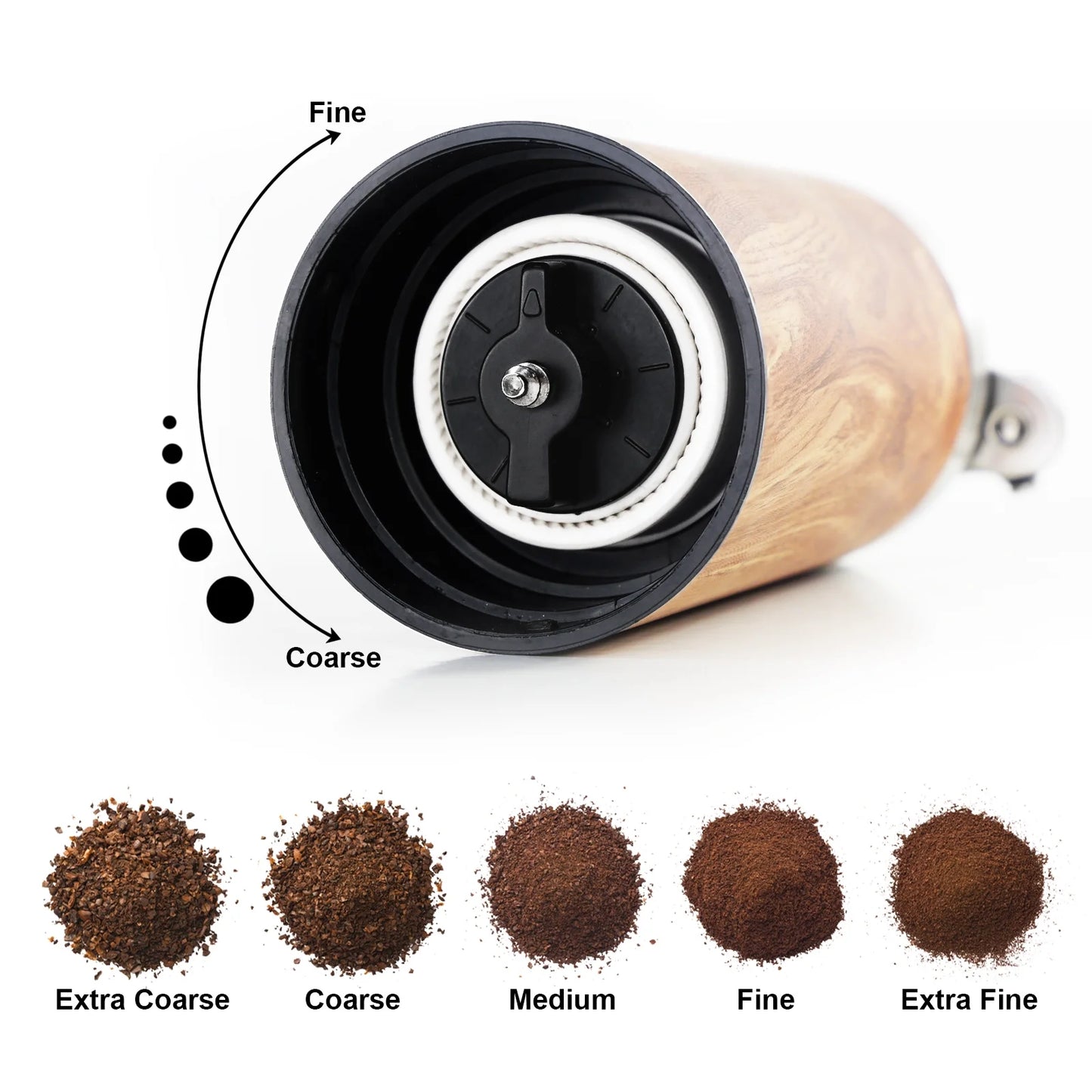 Manual Coffee Grinder Portable Coffee Bean Mill Grinders with Ceramic Burr, 304 Stainless Steel Hand Crank - Fine Coarse Adjustable - for Outdoor, Travel, Espresso