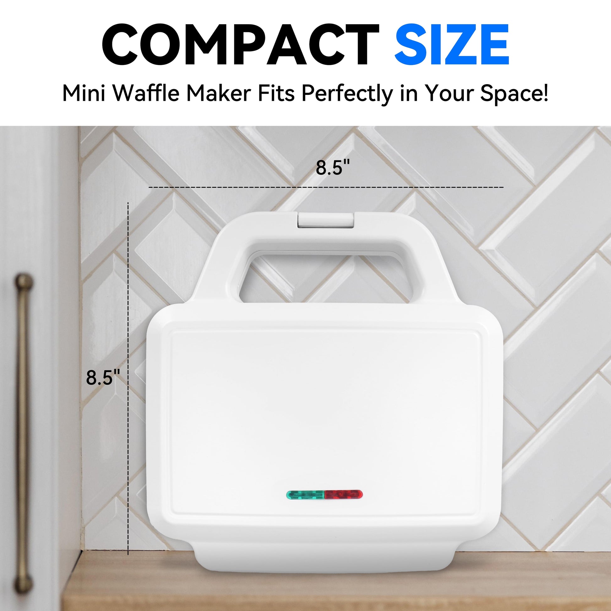 Double 4 Inch Waffle Maker, Electric round Waffle Machine, Brush Included, White