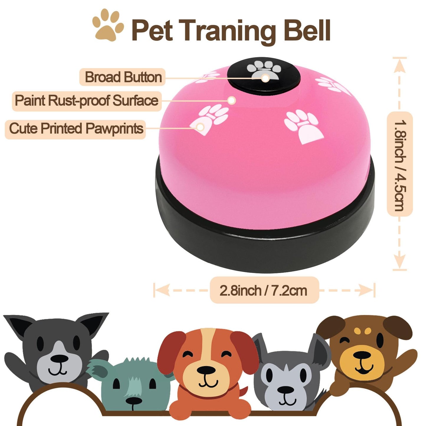 KEXIAVA 2 Pack Dog Door Bells Dog Doorbell to go Outside Puppy Train Bell for Dogs to Ring to go Potty Puppy Toilet Training Bell Jingle Bells for Door Knob Girl Puppy Essentials Accessories (Pink)