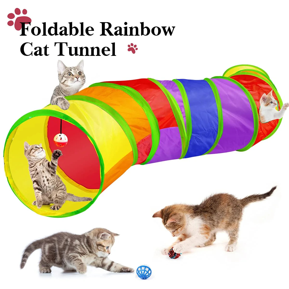 32-Piece Interactive Cat Toy Set with Catnip, Rainbow Tunnel, Feather Teasers, and Spring Toys for Kittens and Cats