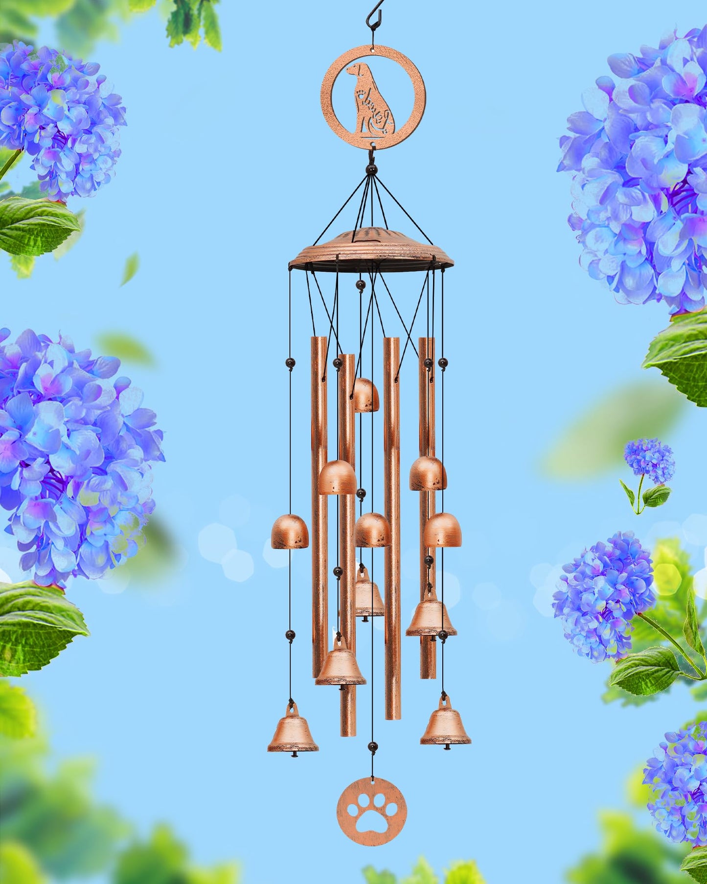 Dog Wind Chimes for Outside, Dog Gifts for Dog Lovers, Unique Memorial Sympathy Gift, Aluminum Windchimes Outdoors Garden Decor