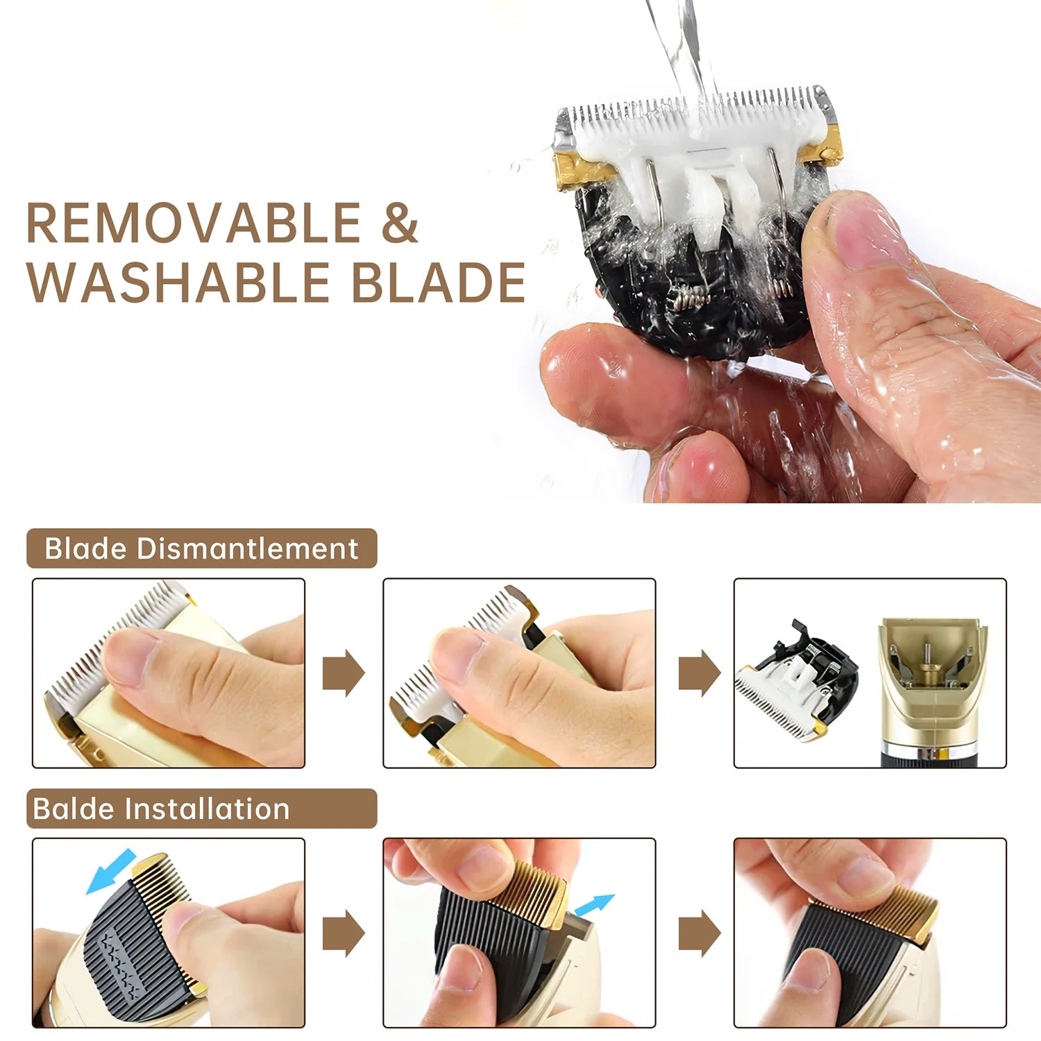 Dog Hair Clippers, Professional LED Display Dog Grooming Kit, Cordless Quiet Pets Clippers Hair Trimmer, Low Noise Dog Shaver Clipper with 4 Comb Guides, 5 Size Fine Tuning Knob for Thick Coats Cats