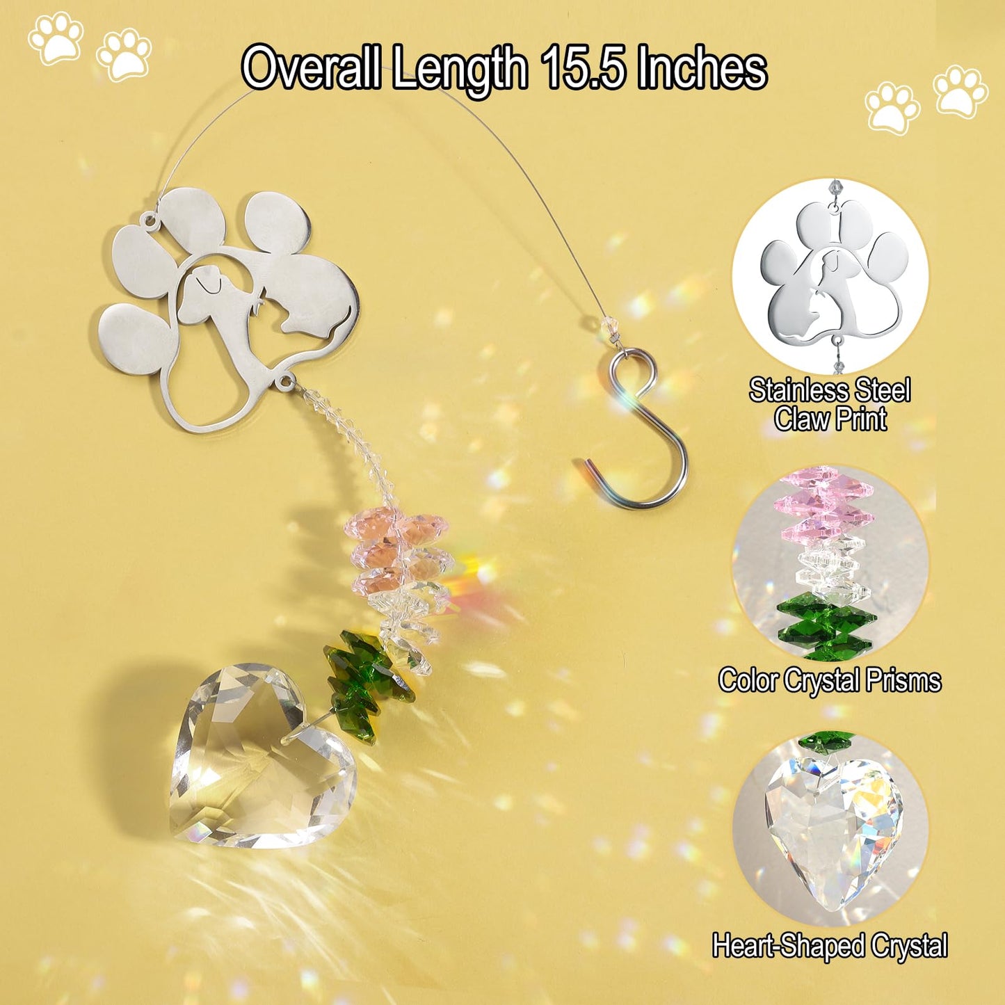 Pet Memorial Suncatcher Hanging Ornament, Dog Memorial Gifts for Loss of Dog, Sympathy Dog and Cat Remembrance Gifts