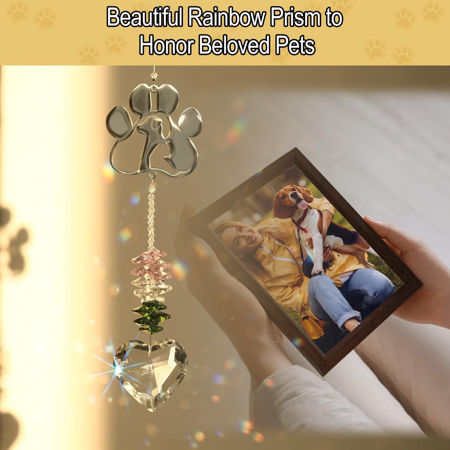 Pet Memorial Suncatcher Hanging Ornament, Dog Memorial Gifts for Loss of Dog, Sympathy Dog and Cat Remembrance Gifts
