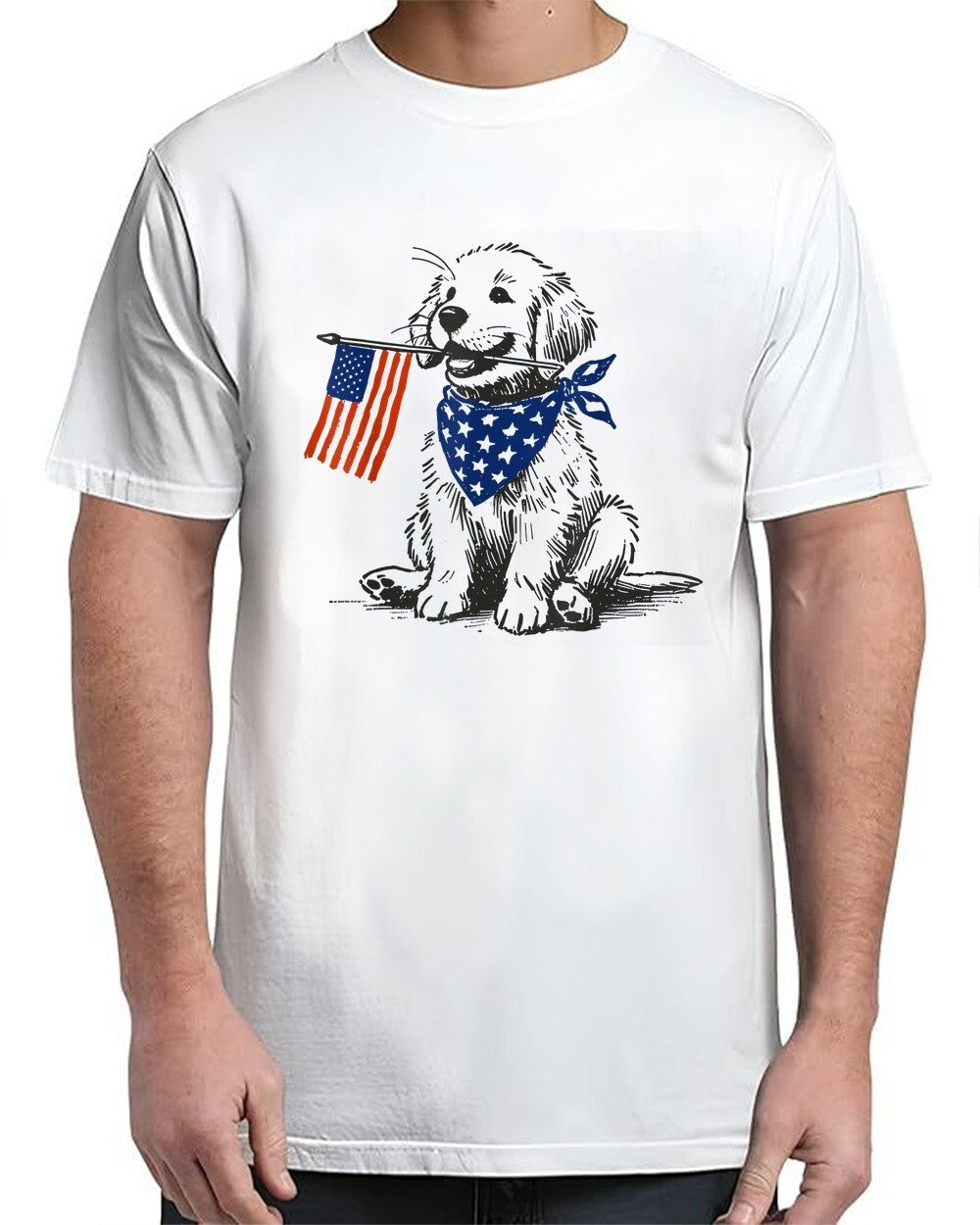 4Th of July Patriotic Dog American Flag T-Shirt Hot Unisex S-4XL