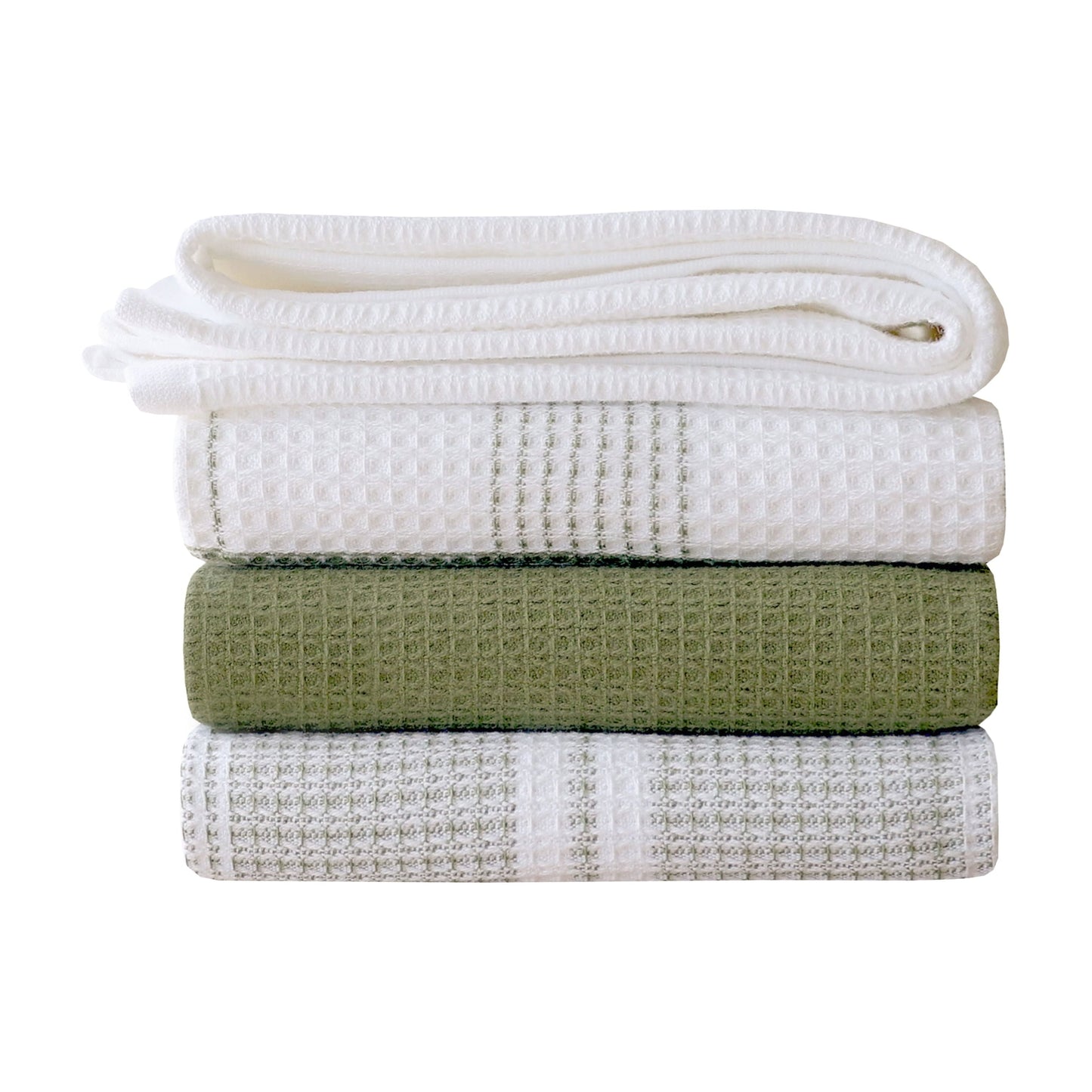 4 Piece Waffle Kitchen Towel, Green