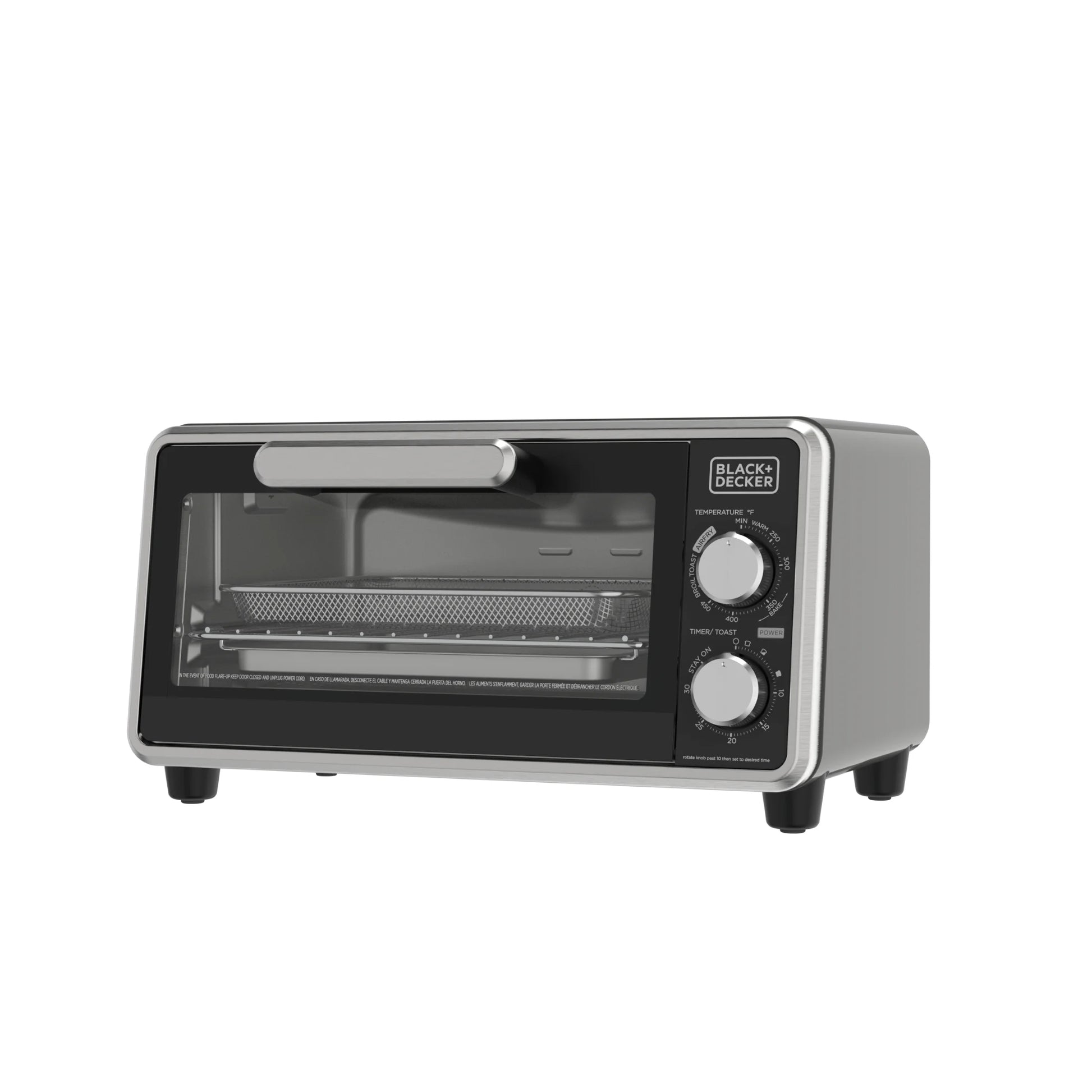 Black + Decker Crisp ‘N Bake™ PRO 4-Slice Air Fry Toaster Oven with Basket, Pan, Rack & Tray, Stainless Steel