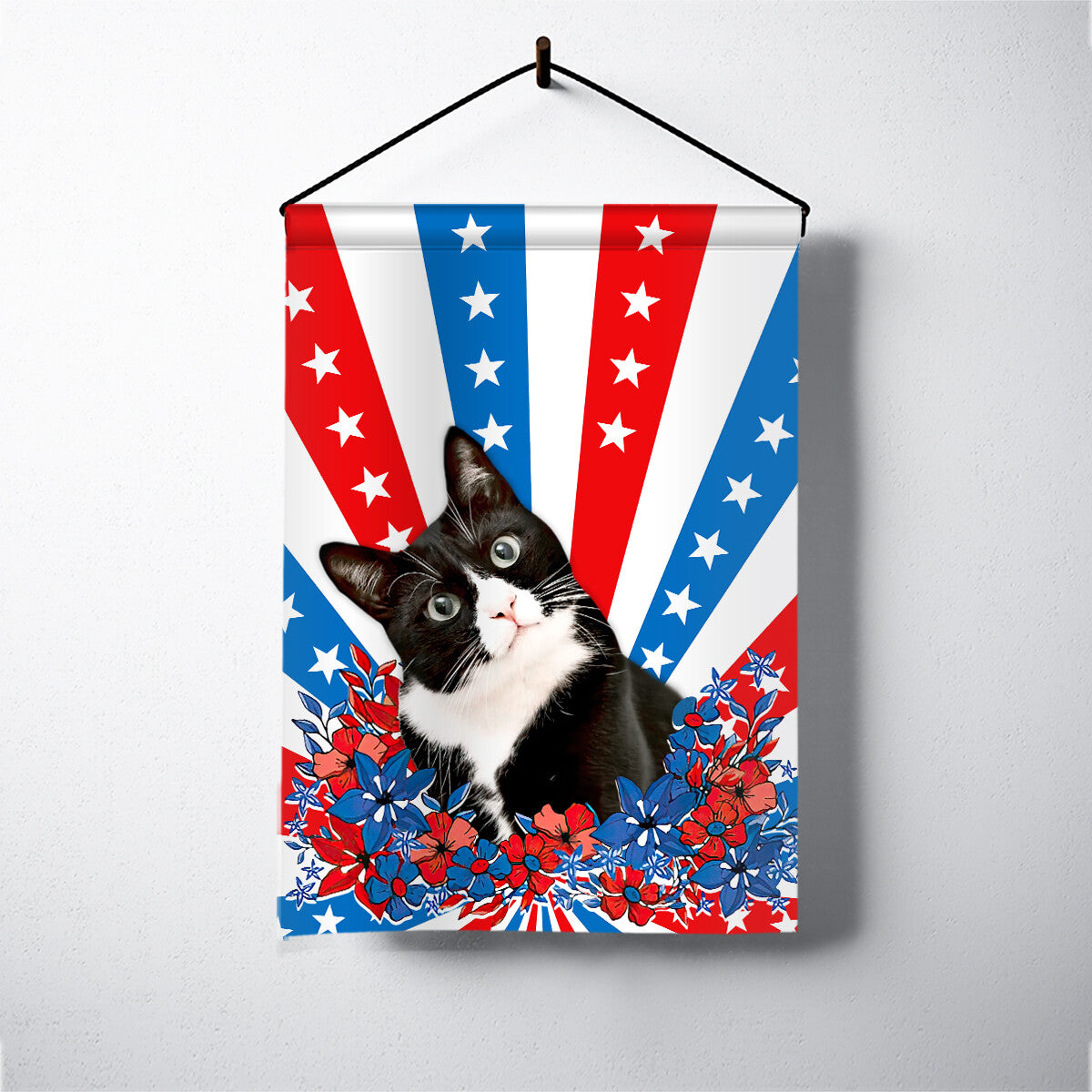 Tuxedo Cat American Patriot 4Th July Flag Tuxedo Cat Happy Independence Day Flag