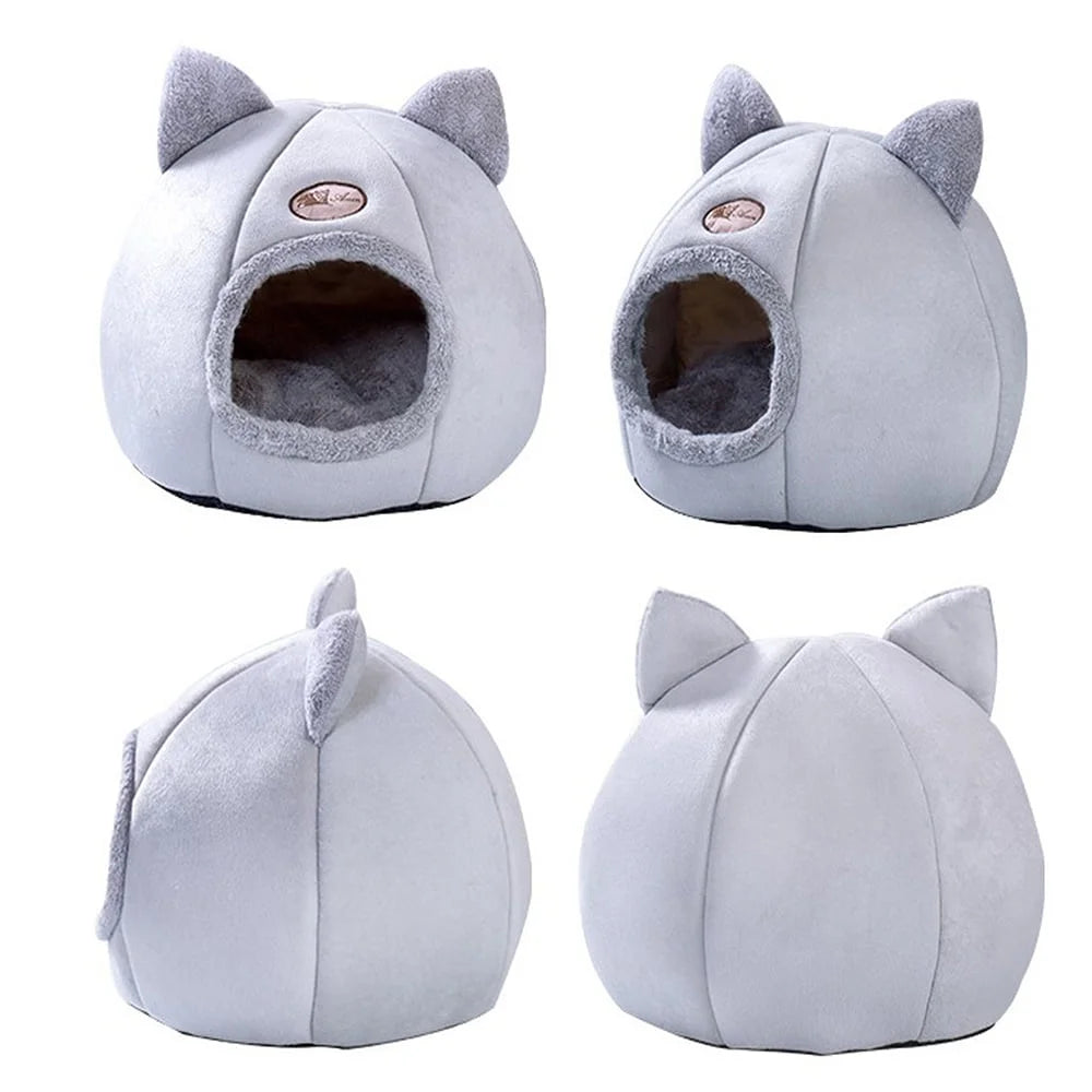 Pet Tent Cave Bed for Cats/Small Dogs Self-Warming 2-In-1 Cat Tent/ Bed/Cat Hut with Removable Washable Cushion, Comfortable Pet Sleeping Bed