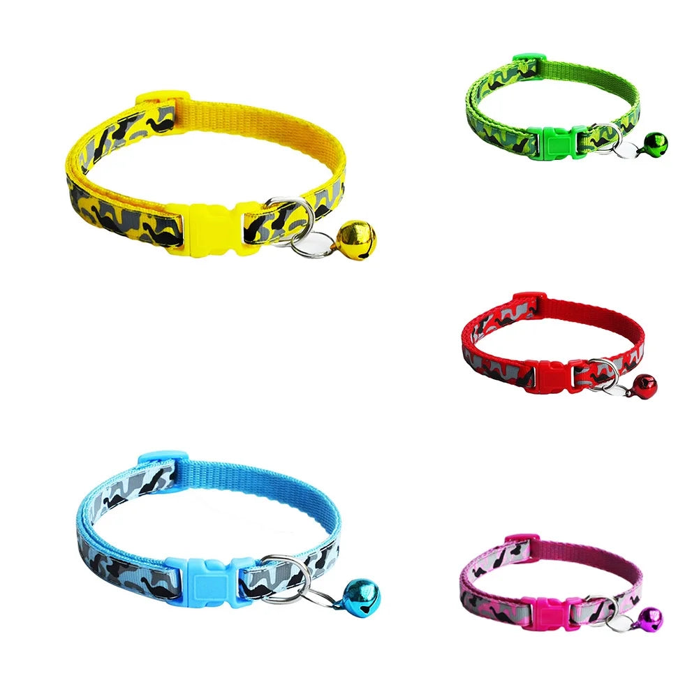 Adjustable Camo Dog Collar for Male Dogs, Colorful Polyester Design for Small to Medium Breeds