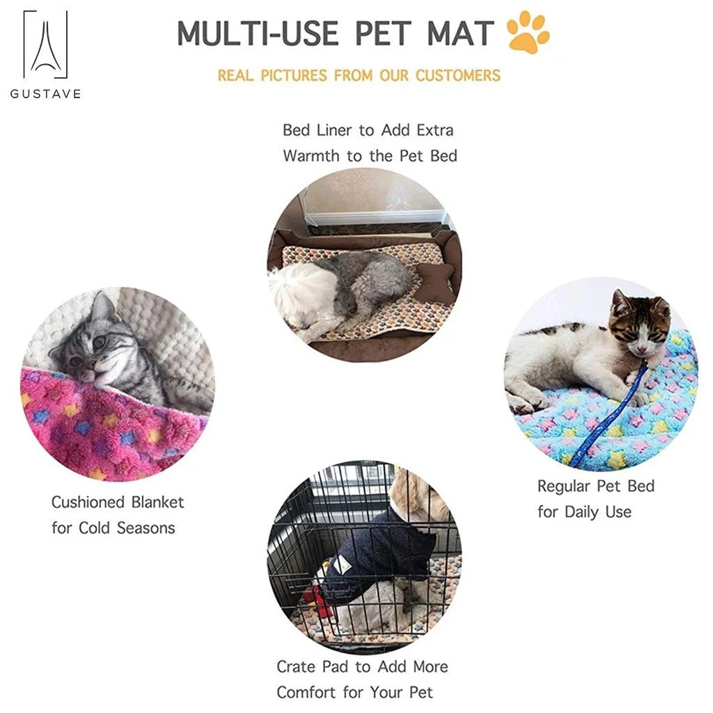 design Large Dog Pet Sleep Mat Soft Warm Reversible Fleece Crate Bed Mat Kennel Pad Cage Cushion for Large Small Medium Dog Cat "Blue, S"