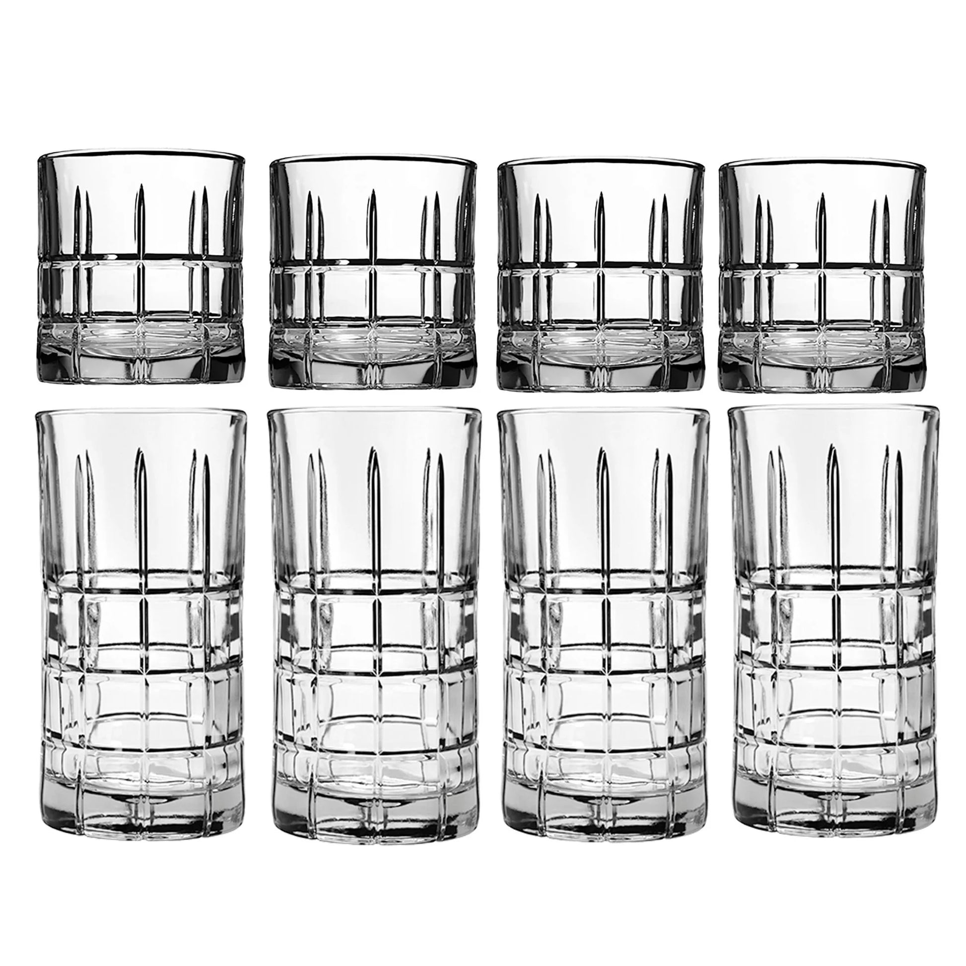 Hudson Glass Drinkware, 10.5 Ounce & 16 Ounce, Set of 8
