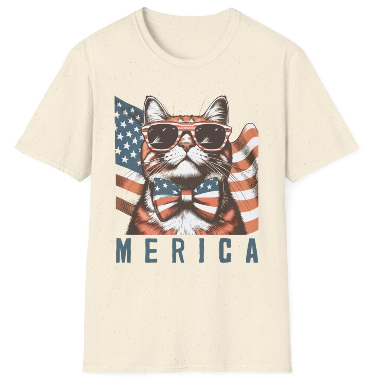 Merica 4Th of July Funny Cat T Shirt American Flag Independence Day Graphic Tee
