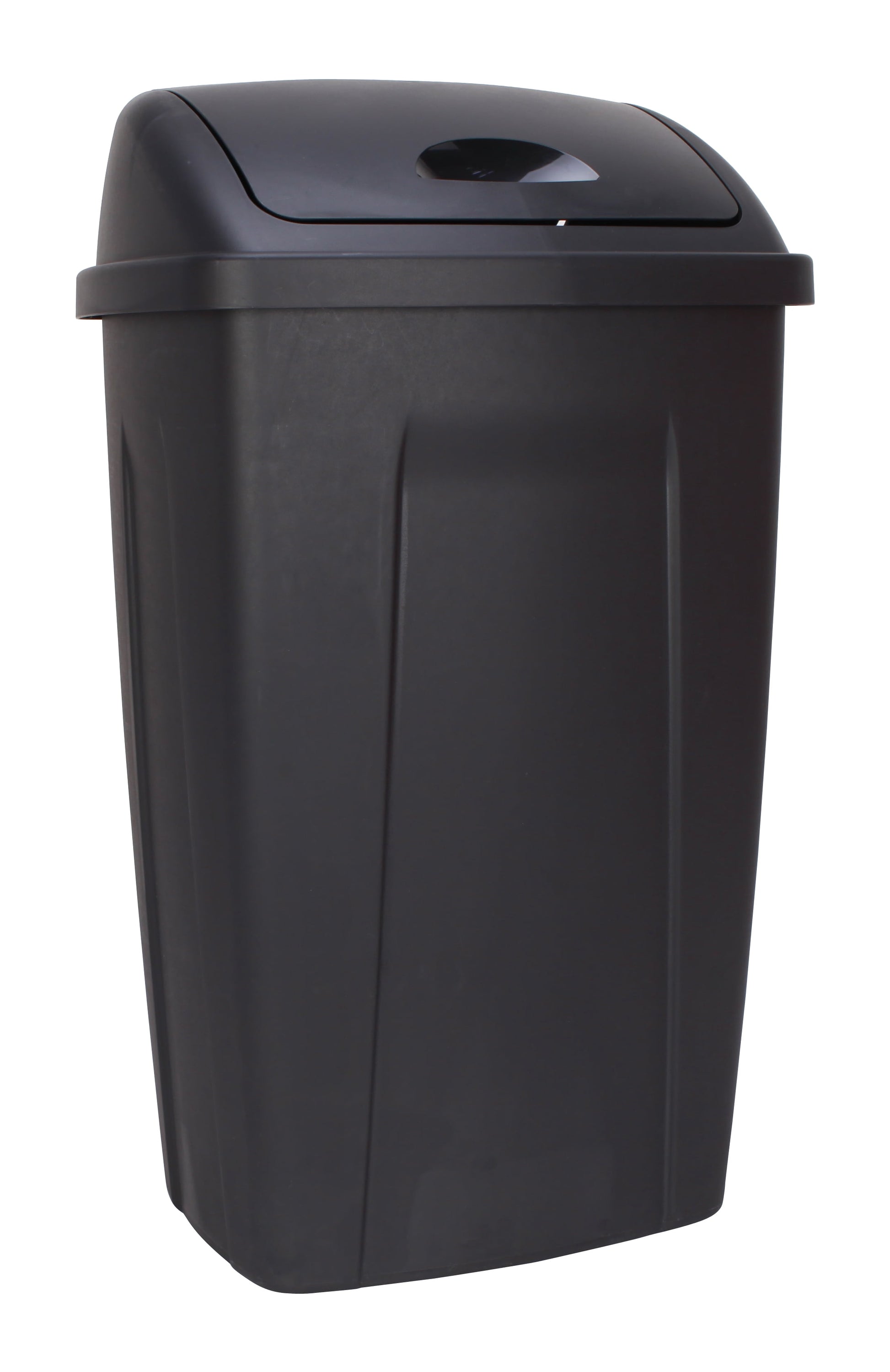 Kitchen Trash Can, 13 Gallon, Plastic Swing Top Garbage Bin, Black