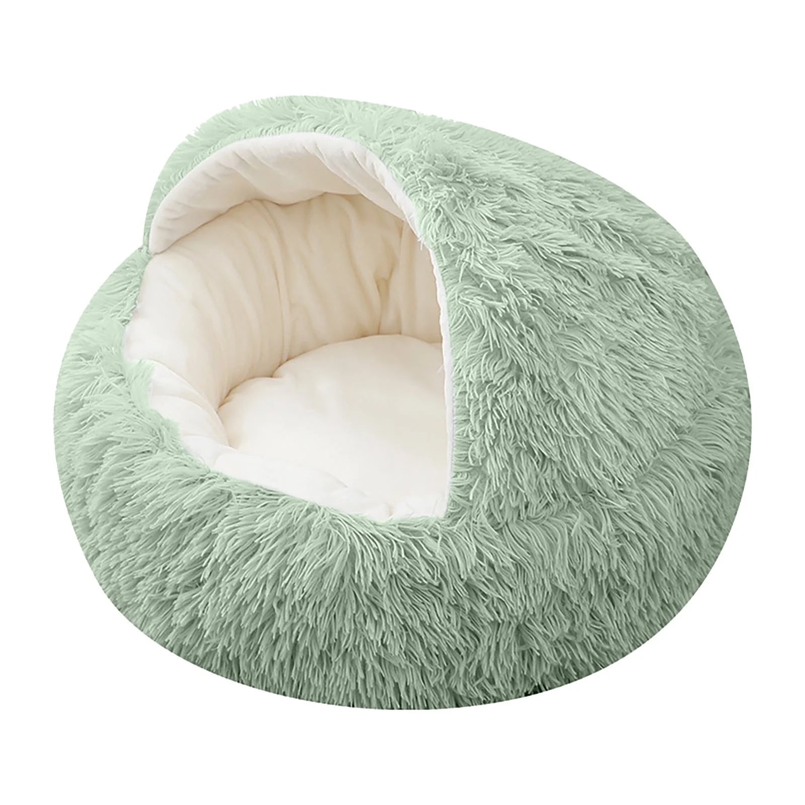 Calming Dog Beds and Cat Cave Bed with Hooded Cover,Removable Washable round Beds for Small Medium Pets,Anti-Slip Faux Fur Fluffy Coved Bed for Improved Sleep,Fits up to 11 Lbs