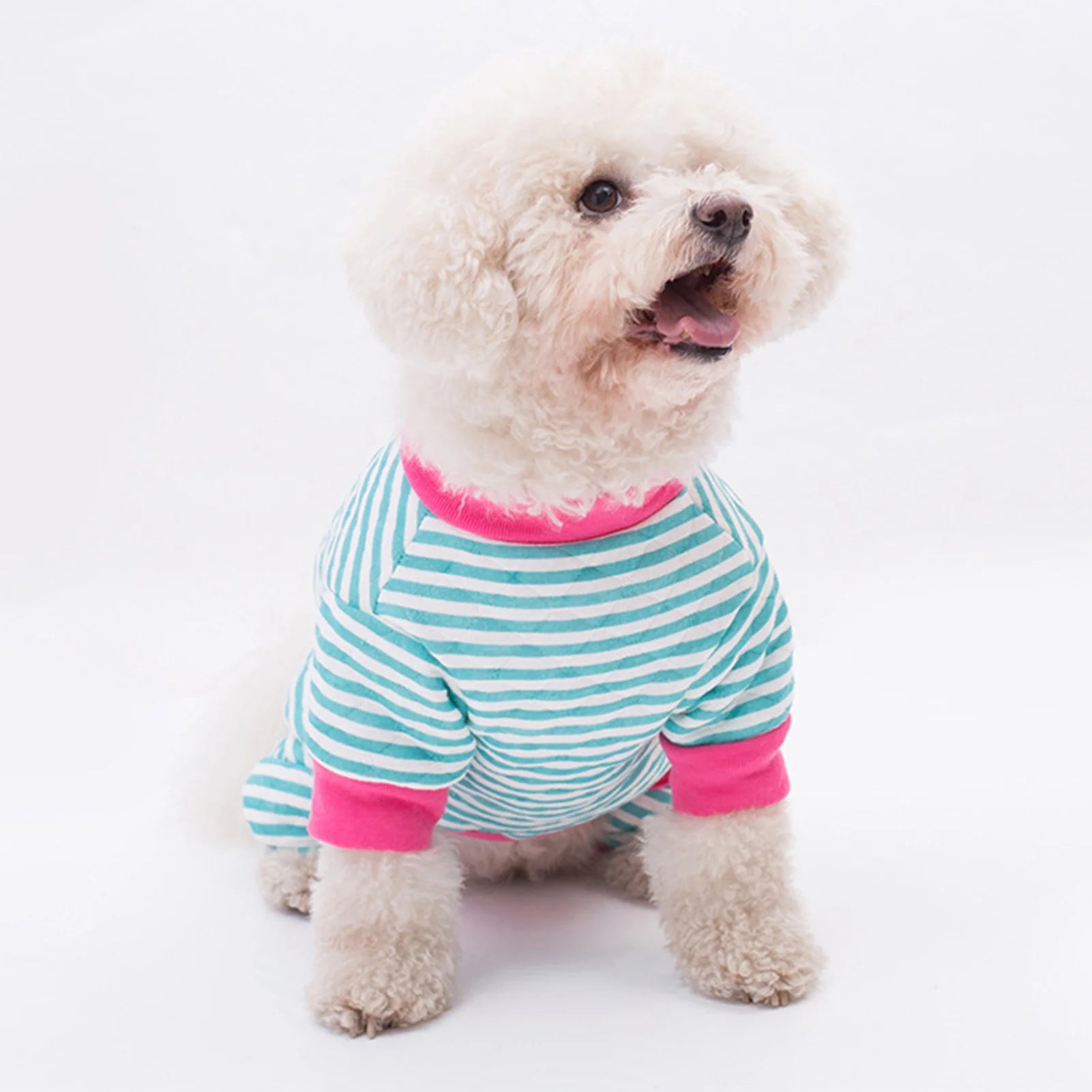 Soft Cotton Pet Pajamas - Striped Jumpsuit for Dogs and Cats, Comfortable Apparel for Play and Sleep