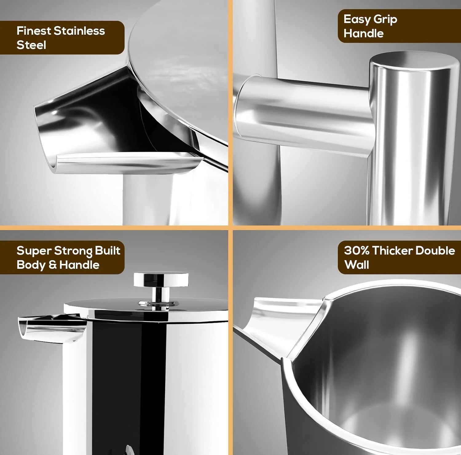 French Press Coffee Maker,  304 Grade Stainless Steel Insulated Coffee Press with 2 Extra Screens, 34Oz