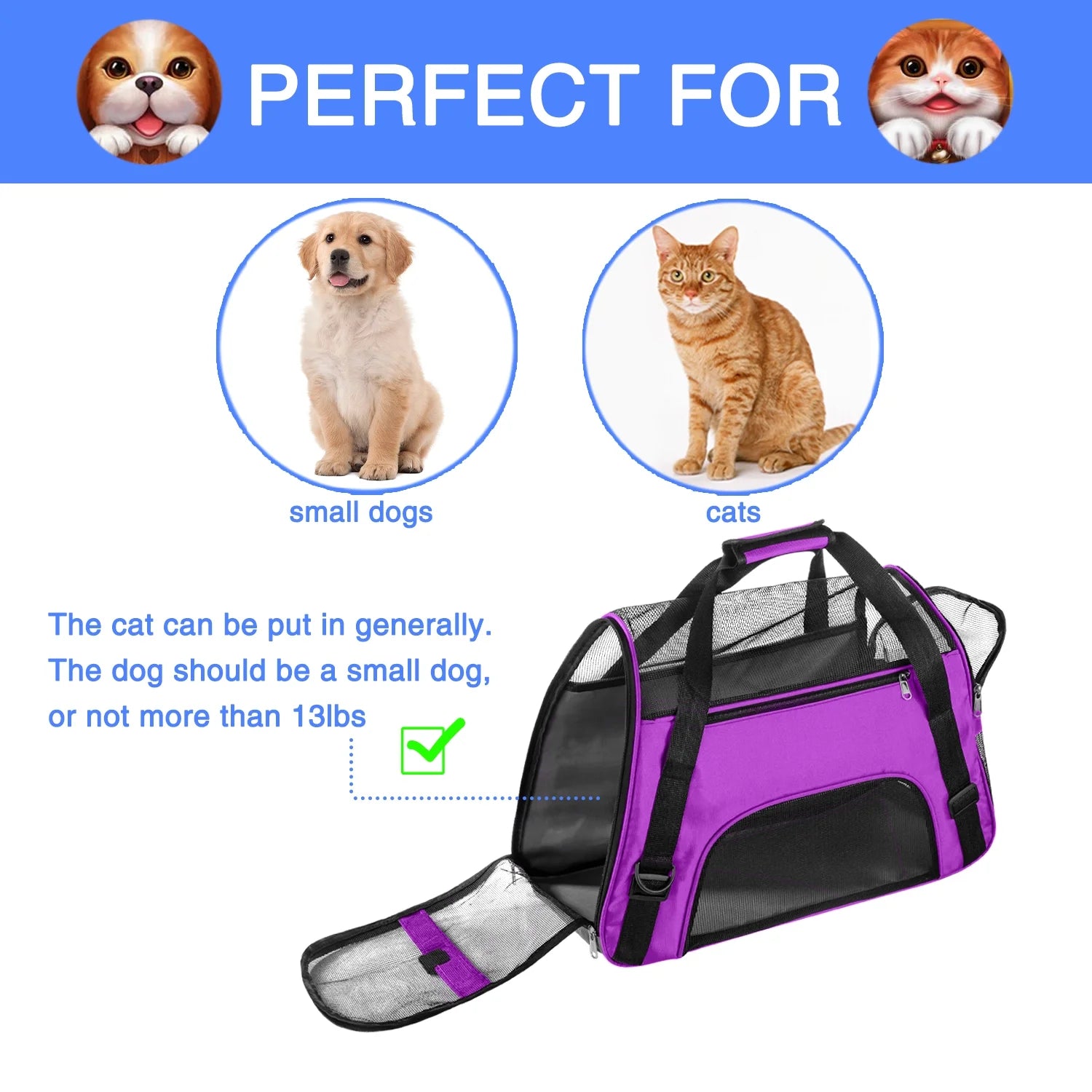 Airline-Approved Soft-Sided Pet Carrier for Small Dogs, Cats, and Small Animals