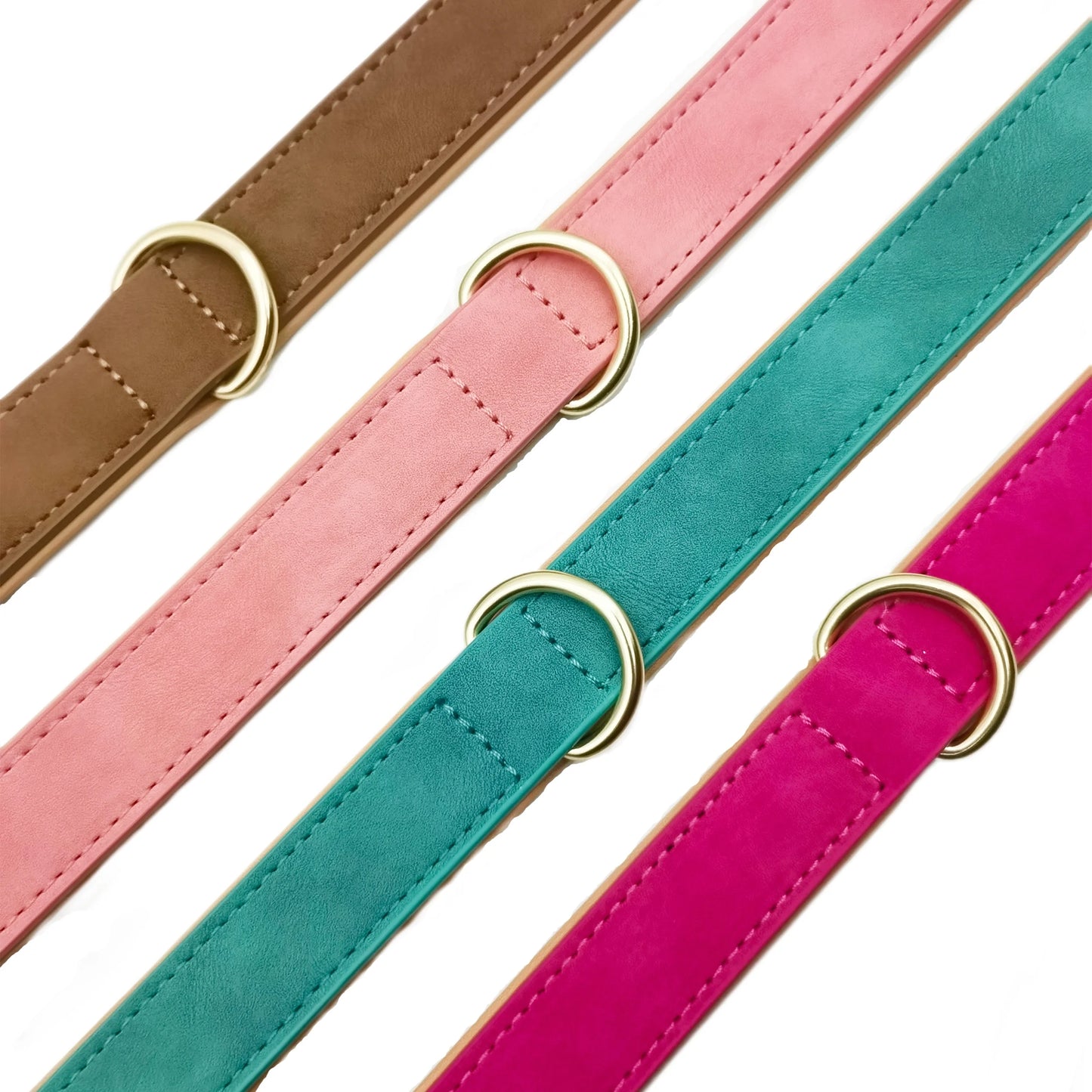 Heavy-Duty Soft Padded Leather Dog Collar for Medium Dogs (Hot Pink, Size M)