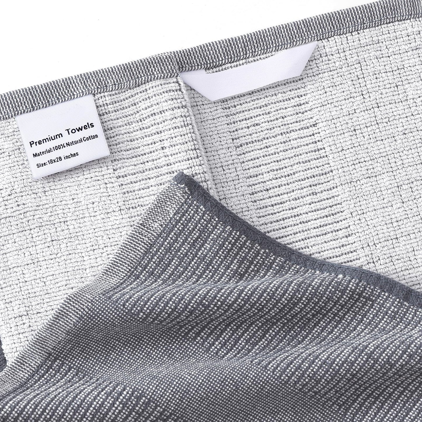 Premium Kitchen Towels(18"X 28", 6 Pack), Large Cotton Kitchen Hand Towels, Grey
