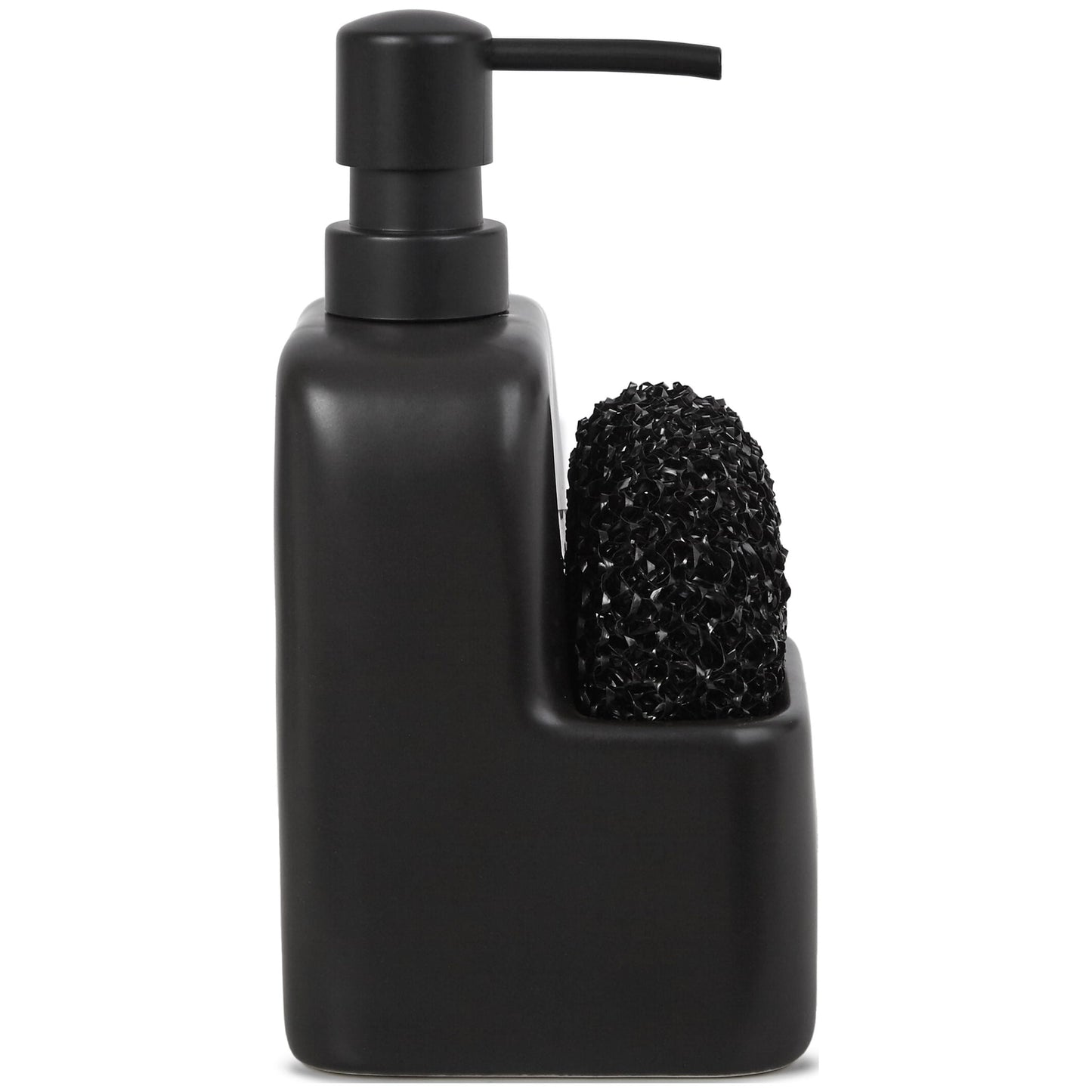 Ceramic Liquid Soap Pump with Sponge Caddy Black Ceramic