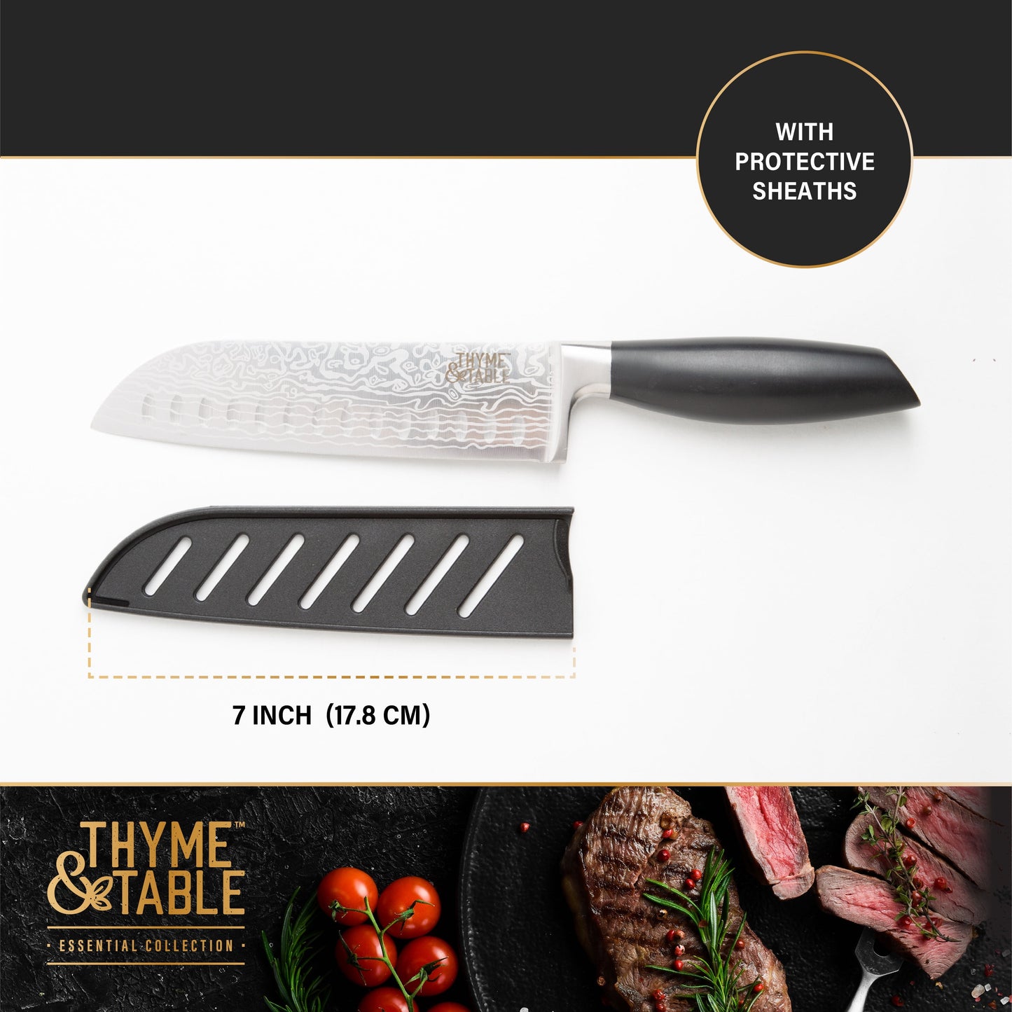 High Carbon Stainless Steel Kitchen 7" Santoku Knife