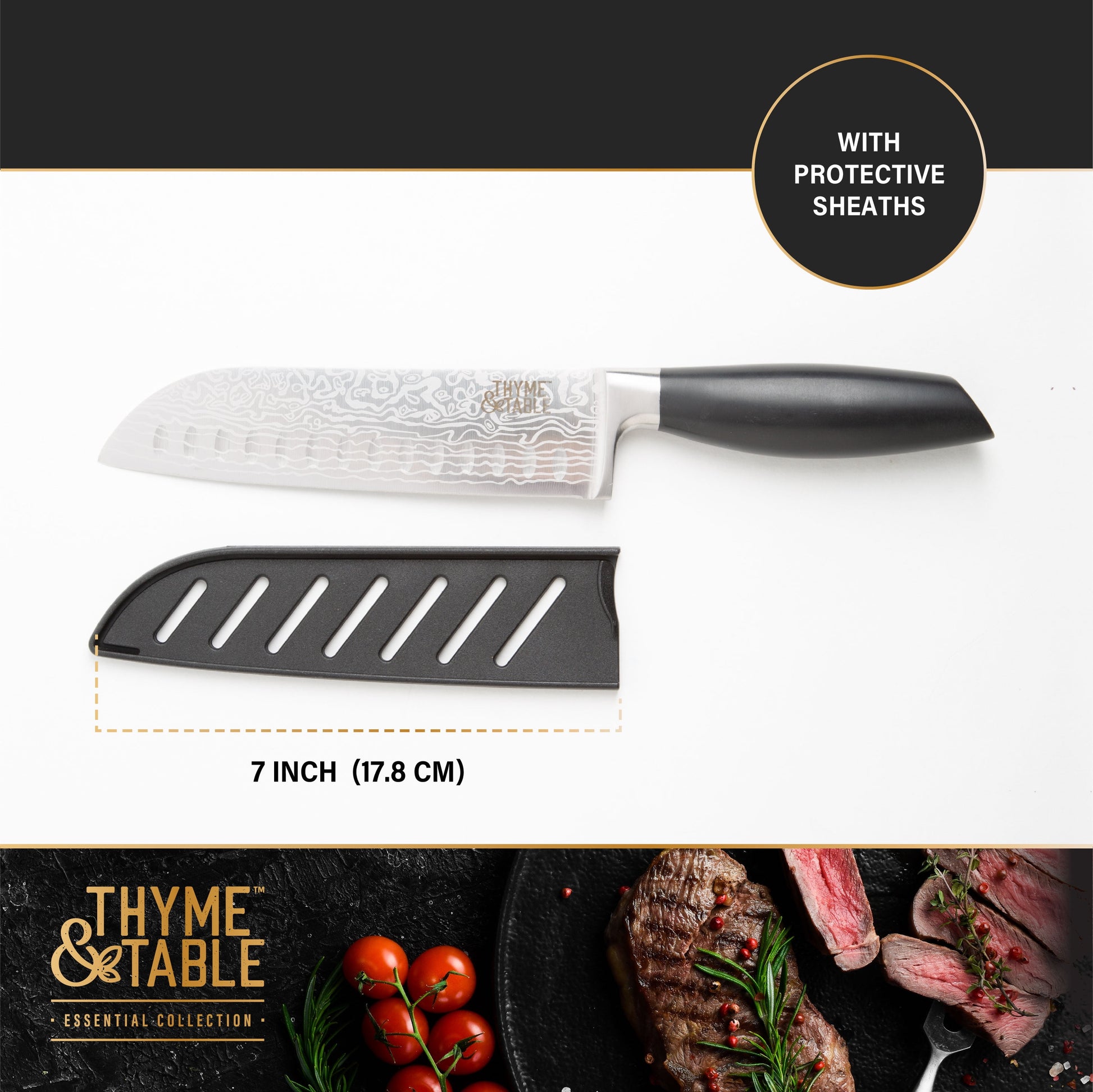 High Carbon Stainless Steel Kitchen 7" Santoku Knife