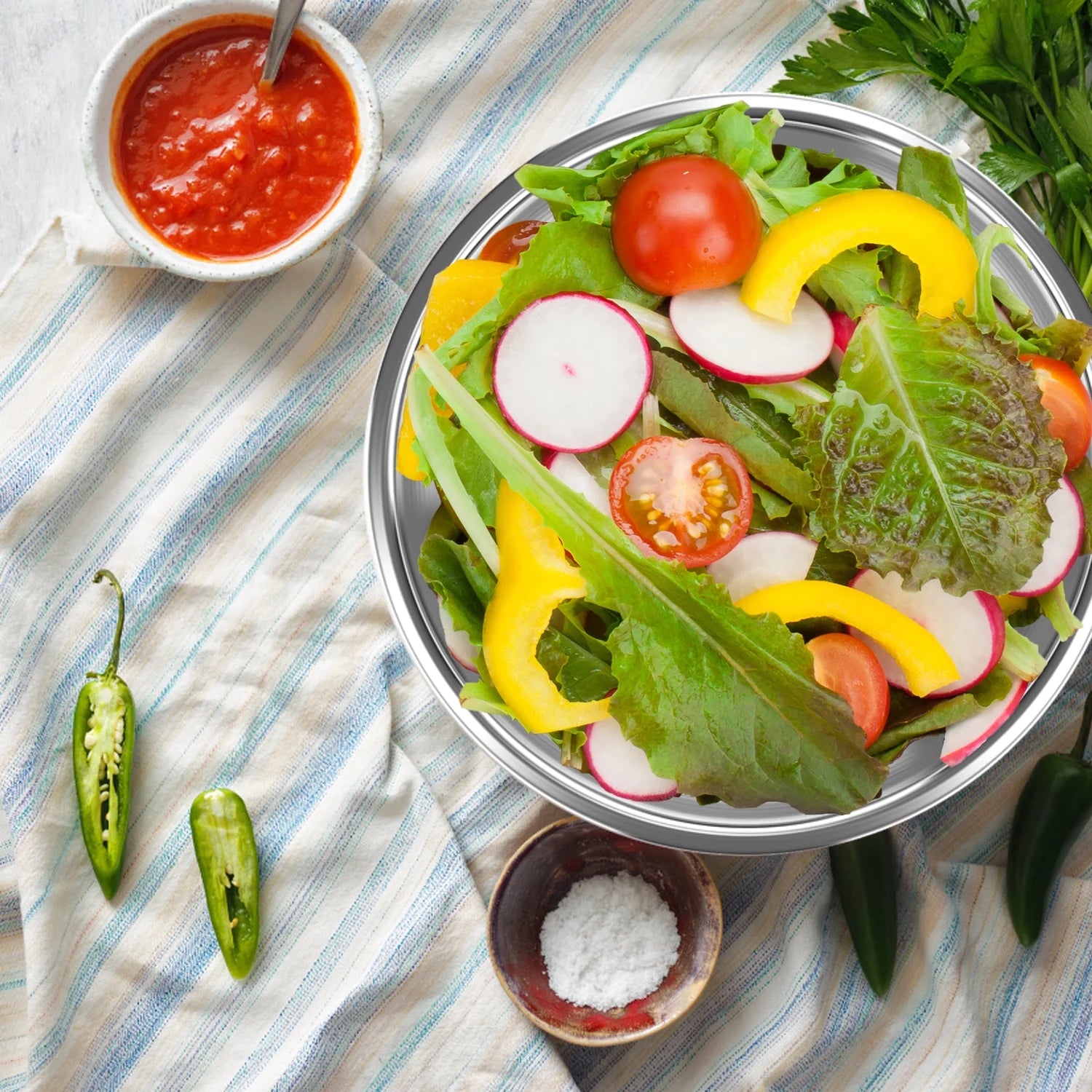 Stainless Steel Mixing Bowls Set,  6 Pack Mixing Bowls with Lids, Metal Nesting Storage Bowls for Kitchen, 4.5/3/2.5/2/1.5/0.75QT, Great for Prep, Baking, Serving, Multicolor