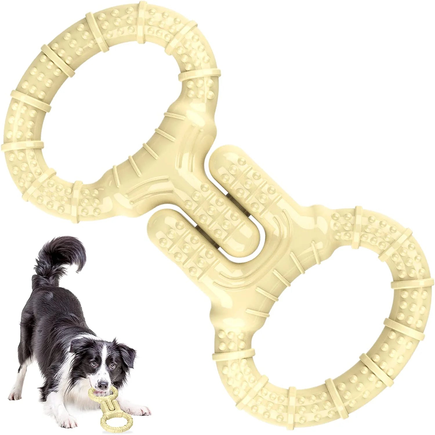 Durable Dog Toys for Aggressive Chewers, Outdoor Tug Toy for Small to Large Breeds, Beige