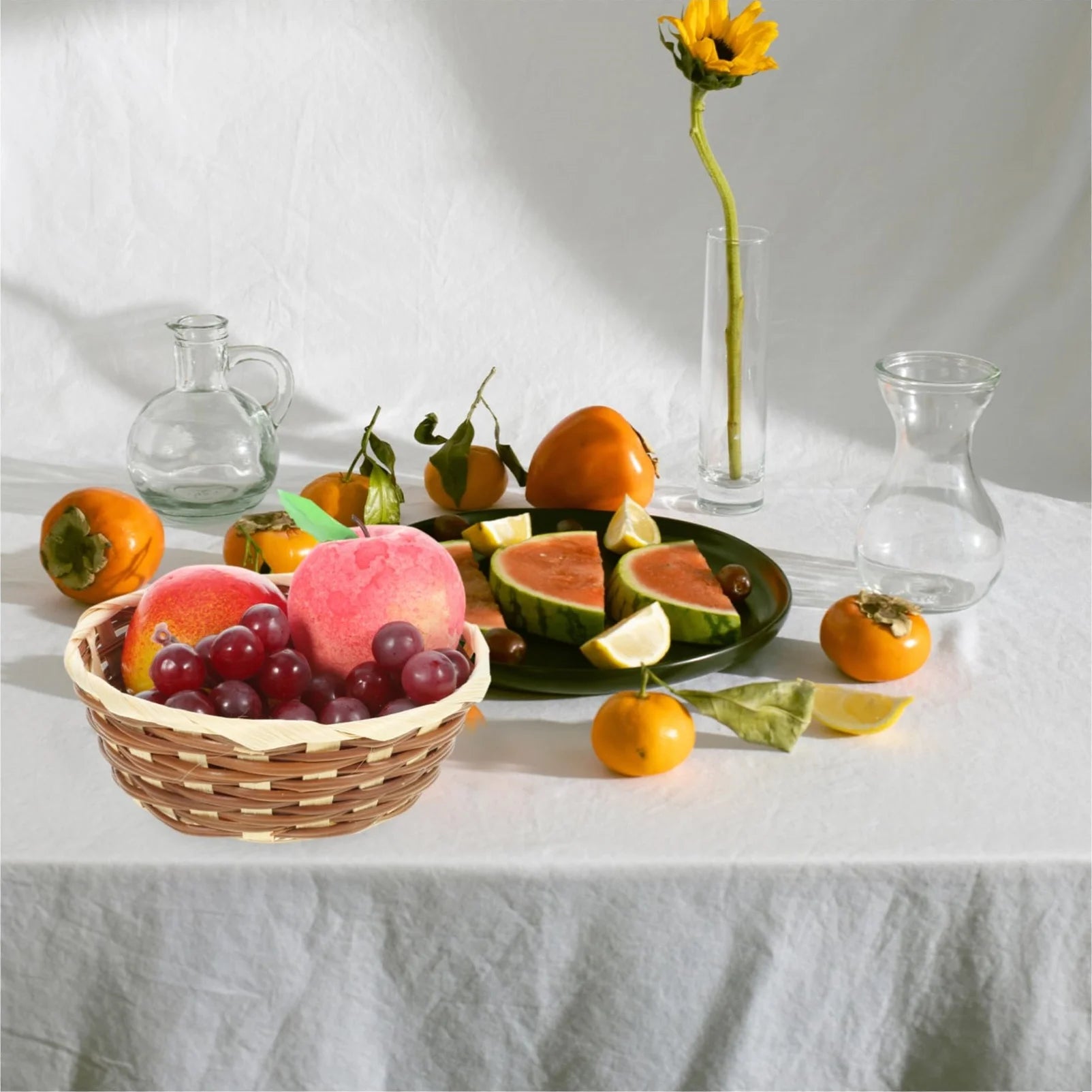 12 Pack round Gift Baskets, 6.5" Bamboo Small Bread & Fruit Baskets, Woven Bread Roll Baskets, Food Serving Baskets, Food Storage Basket for Kitchen Restaurant Display Decor