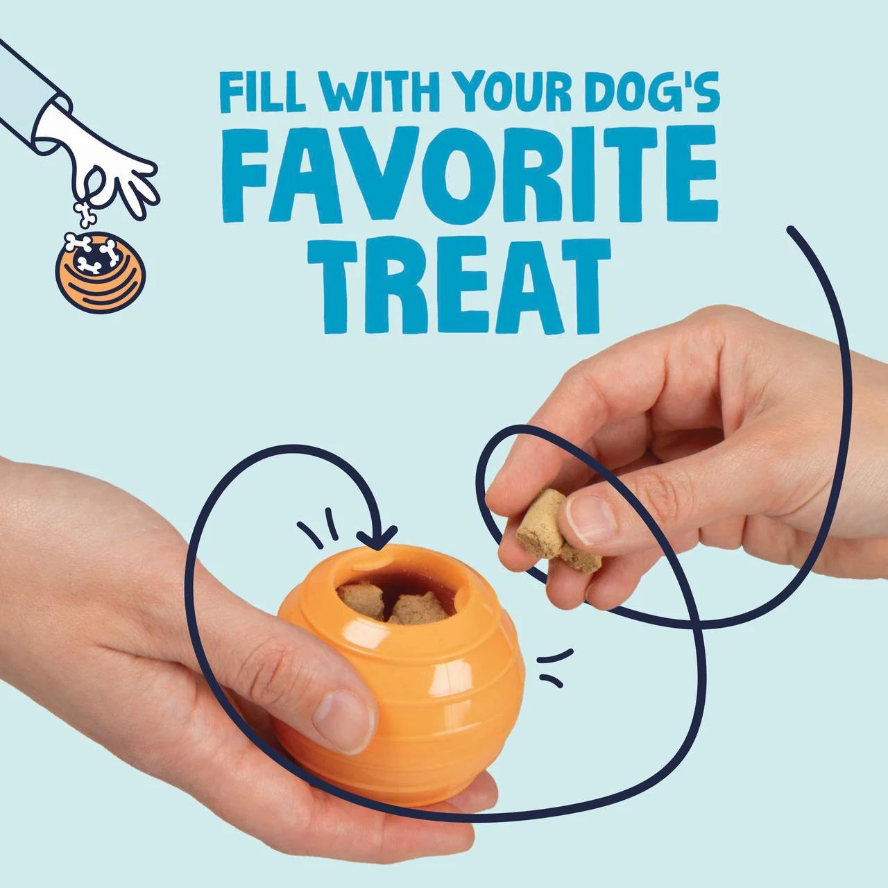 Looper Dog Toy with Chew Guard Technology - Durable, Tough, and Squeaky - Small Size, Orange