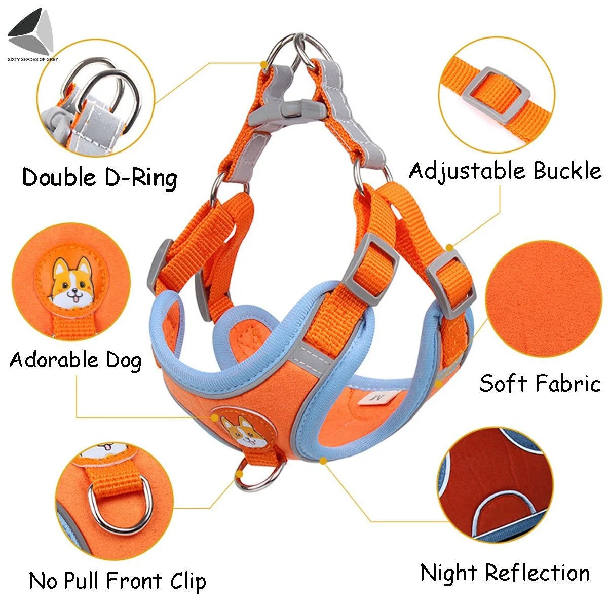 No Pull Dog Harness Leash Set Reflective Adjustable Easy Control Pet Chest Vest for Small Medium Dogs (M, Red)