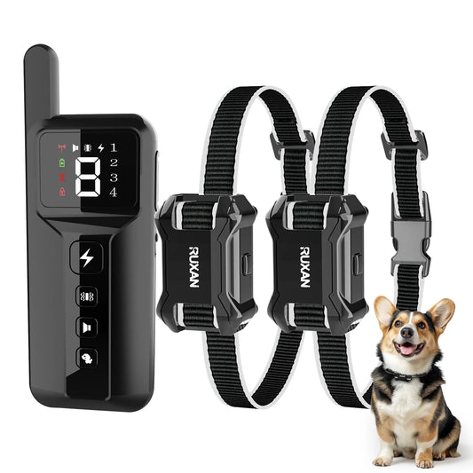 Shock Collar with Remote for Dogs with 2 Collars- Bark Training, for 15-120Lbs Large Medium Puppy, Smart Collar, Black
