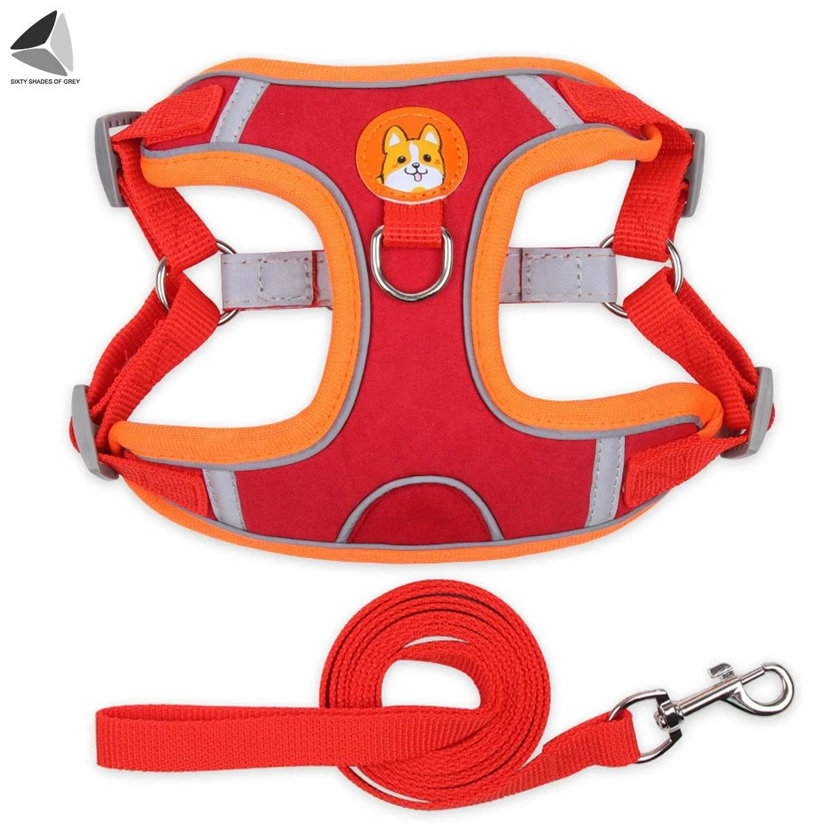 No Pull Dog Harness Leash Set Reflective Adjustable Easy Control Pet Chest Vest for Small Medium Dogs (M, Red)