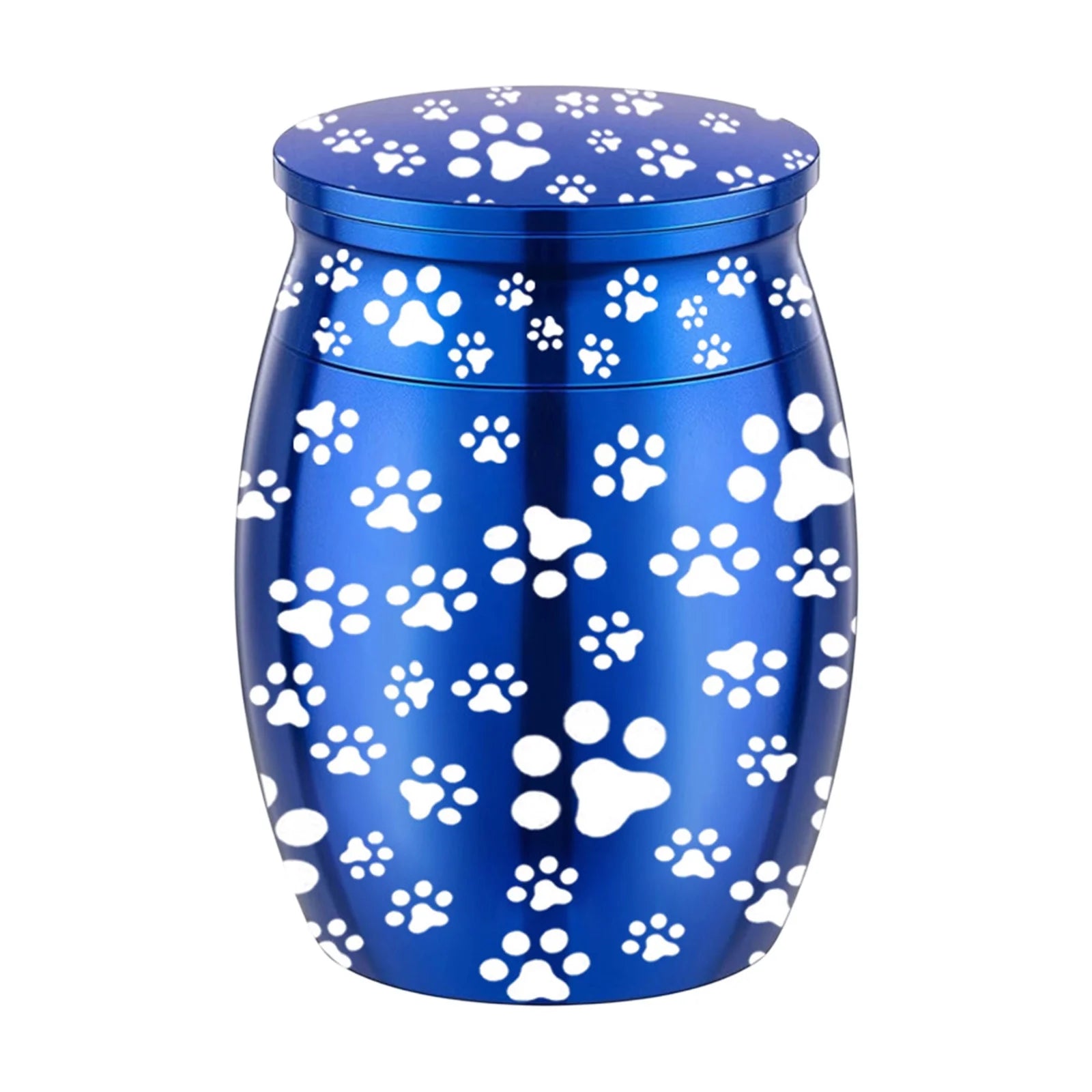 Indoor and Outdoor Decorations Metal Pet Urn Engraved Dog Paw Memorial Pet Urn Funeral Small Animals Cats Urns Blue