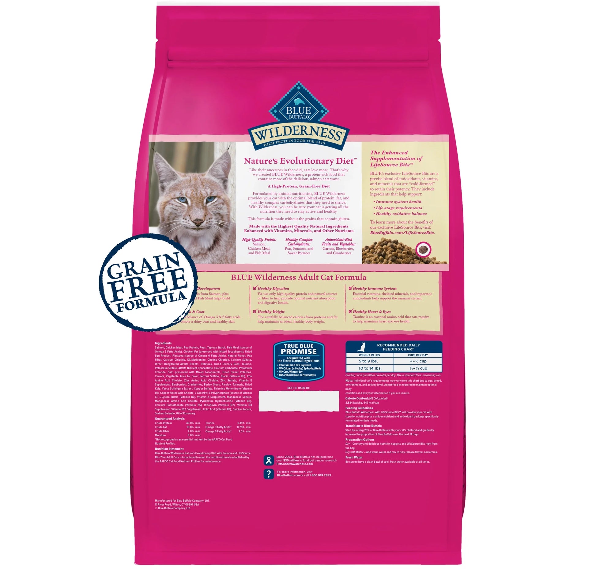 Wilderness Natural High Protein Dry Food for Adult Cats, Salmon, 9.5-Lb Bag