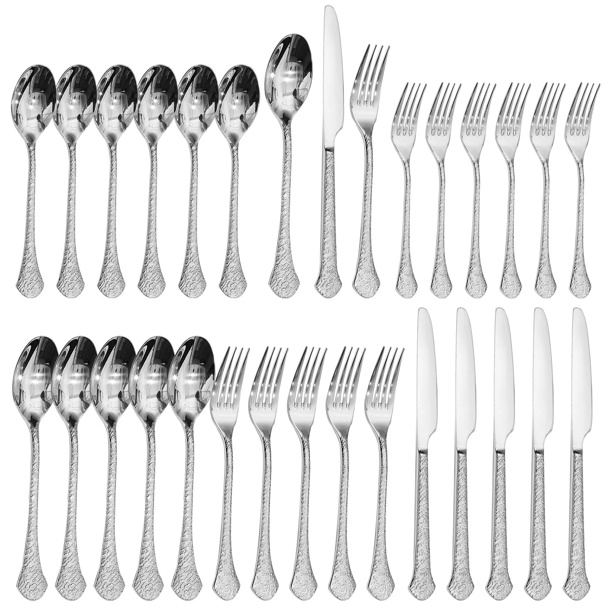 30 Pieces Silverware Set, 18/10 Stainless Steel Modern Flatware, Service for 6