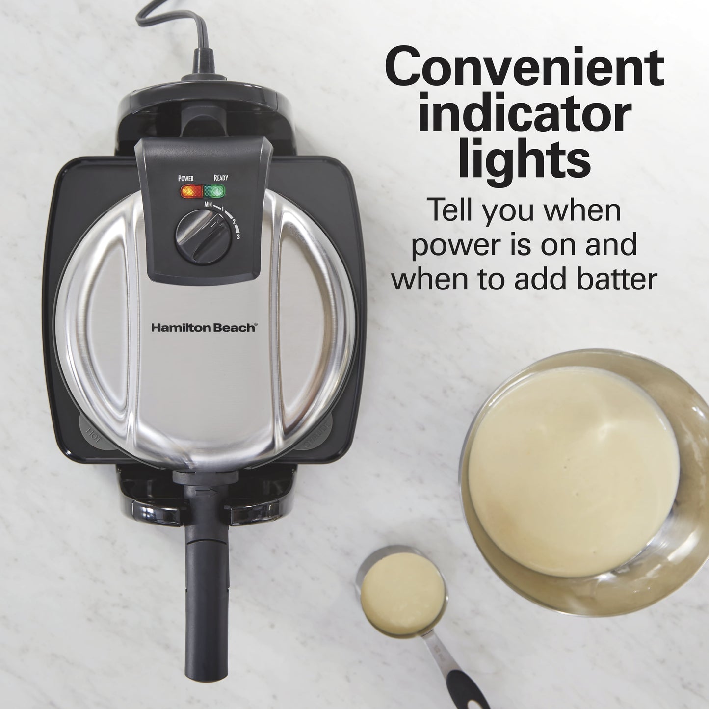 Belgian Waffle Maker with Removable Grid, Stainless Steel