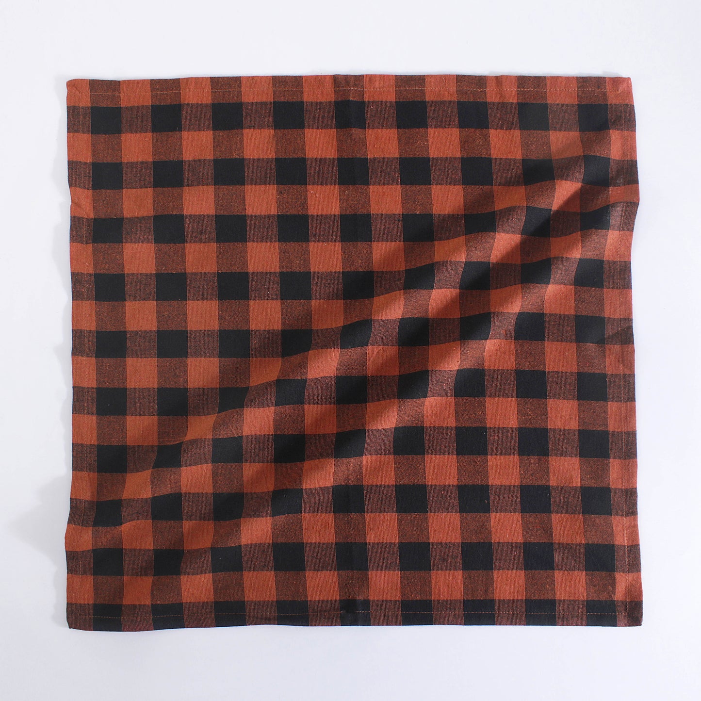 Dinner Cloth Napkins, Everyday Use, Soft and Well Absorbent Cotton Buffalo Plaid Table Napkins, 12 Pack, 20X20 Rust and Black