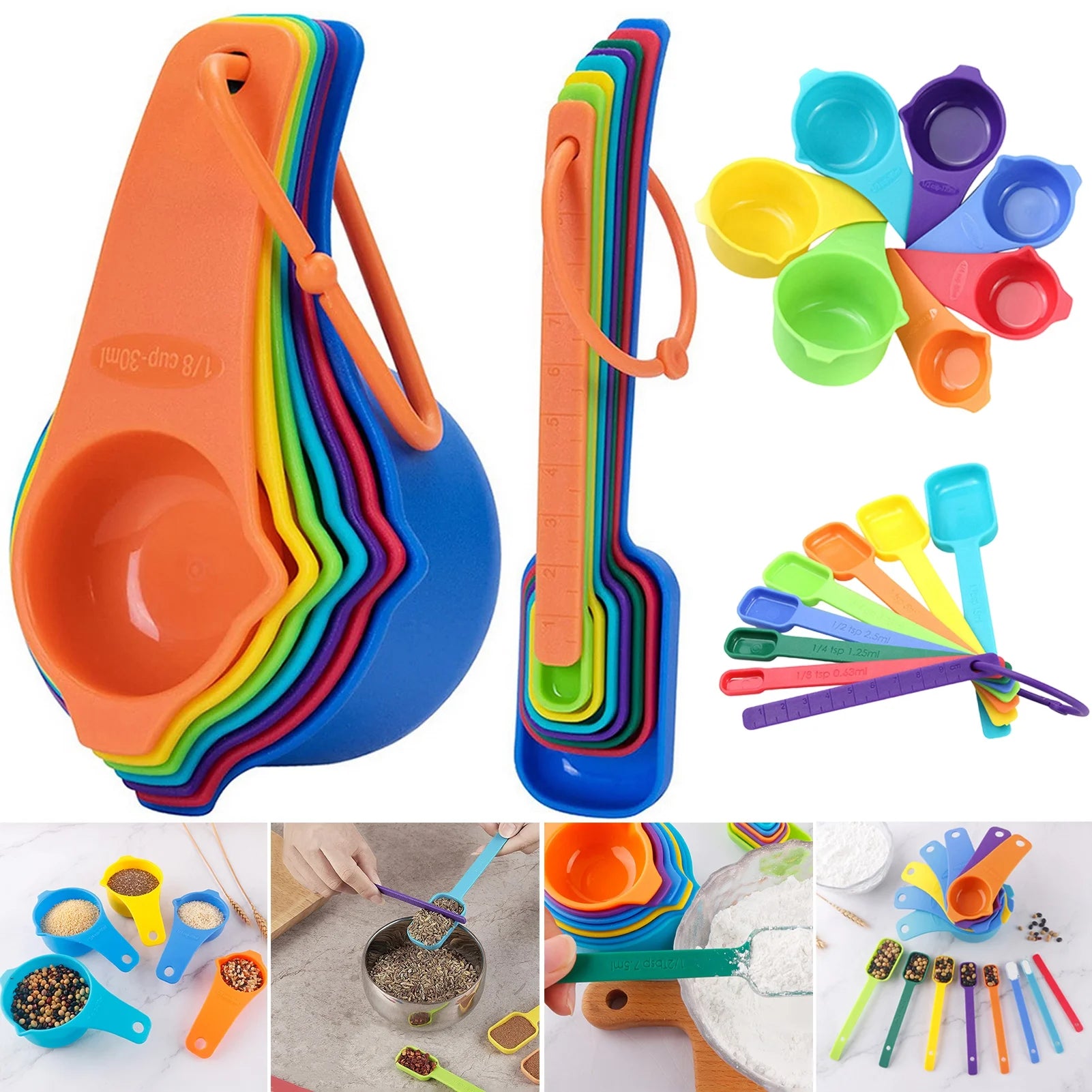 Measuring Spoon Set Measuring Cups 15Pcs Measuring Cup Spoon Set Food Grade Kitchen Supplies