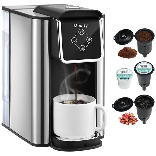 Coffee Maker 3 in 1 Single Serve Coffee Machine, Compatible with K Cup Capsules, Instant Coffee Pot, Tea Maker, 6,8,10 Oz Cup, Removable 50 Oz Water Reservoir, 120V 1150W,Black
