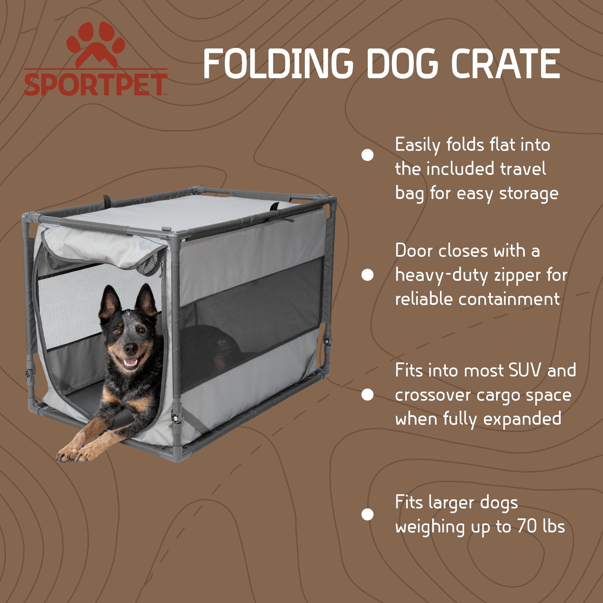 Large Portable Folding Dog Kennel in Gray