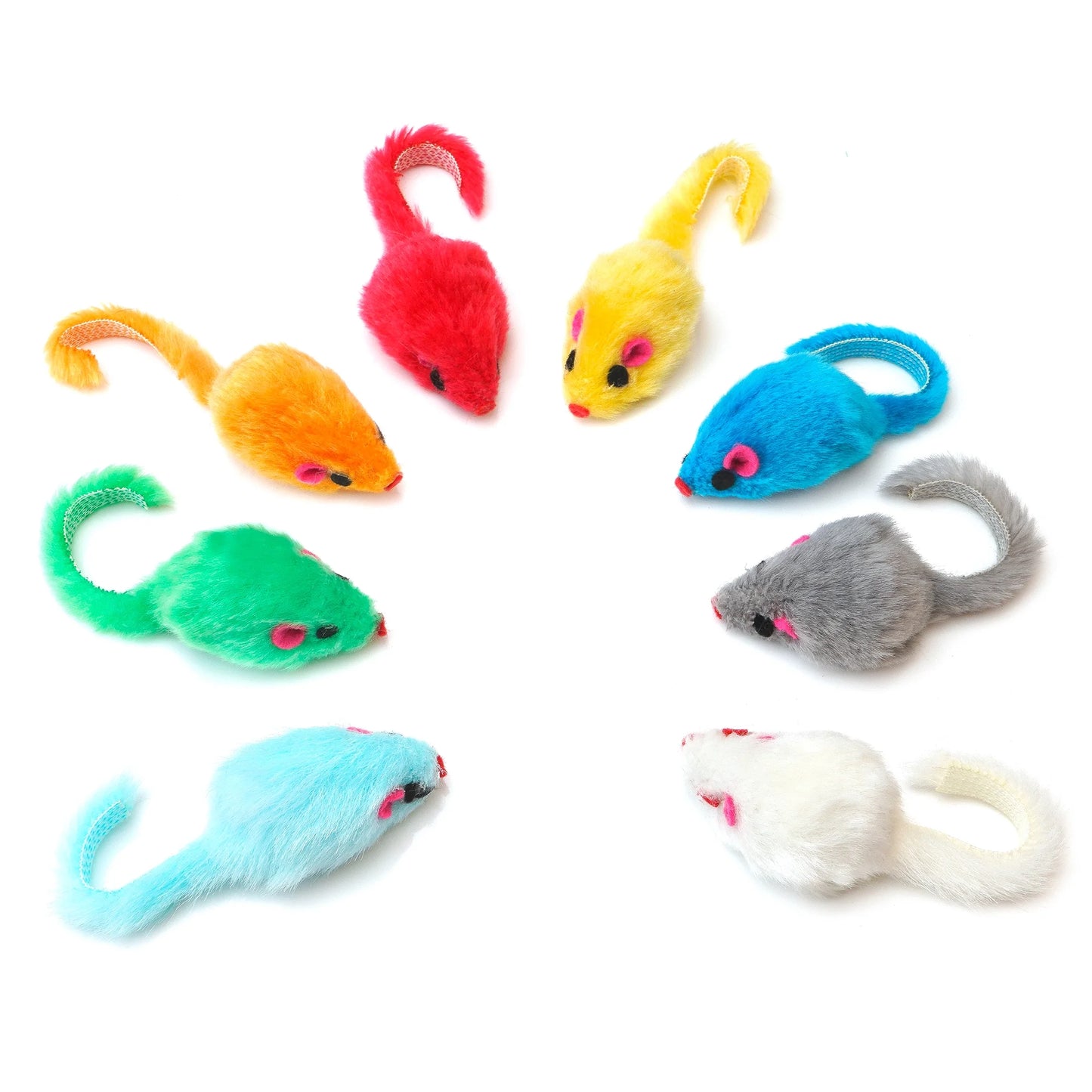 36PCS 4.1'' Furry Cat Toy Mice Rattle Small Mouse Kitten Interactive Play Assorted Color