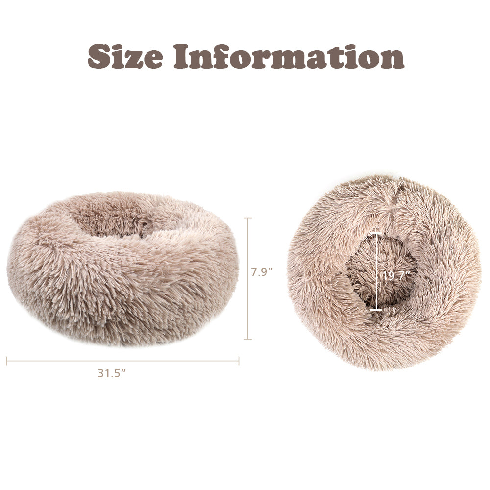 Donut Plush Pet Bed for Dogs & Cats Soft Warm Calming Bed round Cuddler