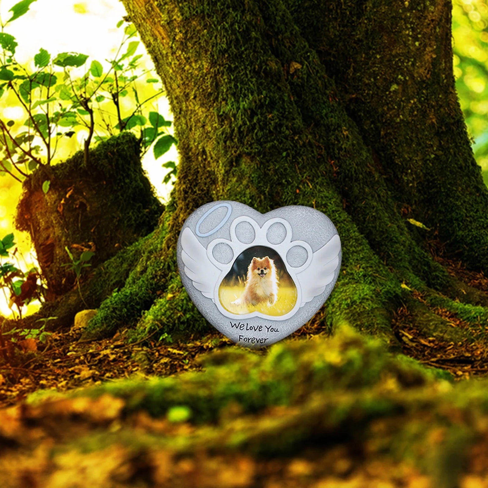 Pet Memorial Stones for Dog or Cats,Dog Memorial Stones with Photo Frame,Loss of Dog Sympathy Gift Indoor Display,Pet Grave Markers Dog Bereavement Gifts Outdoor Tombstone Heart Shaped Carve